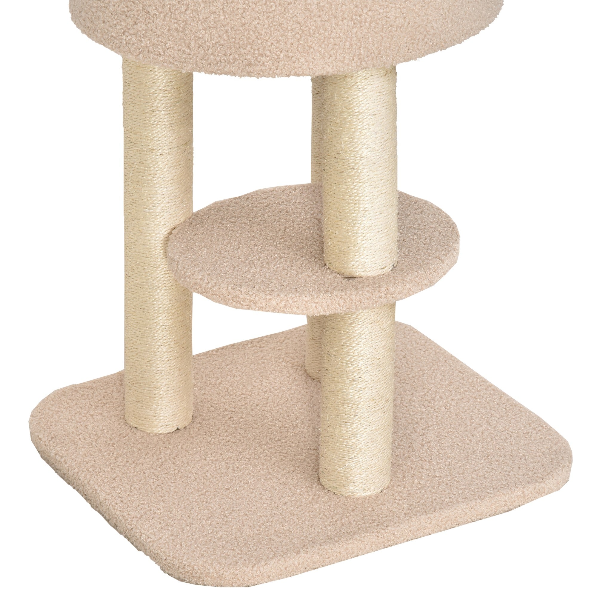 EASYCOMFORT Sturdy Scratching Post for Cats with 5 Levels, Kennel, House, Games and Sisal Rope, Beige, Max 30kg