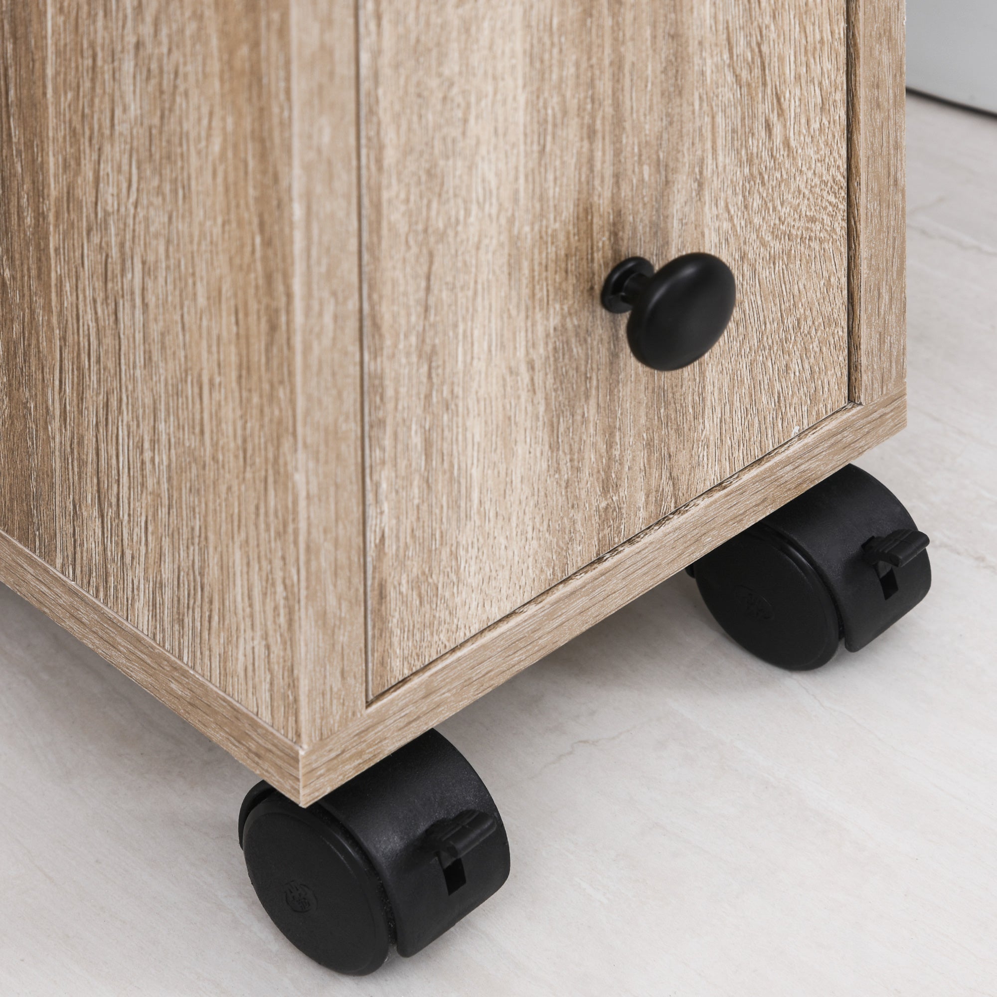 EasyComfort Kolomkast met wielen, 1 lade, 1 deur, 2 planken 18x30x68.5 cm