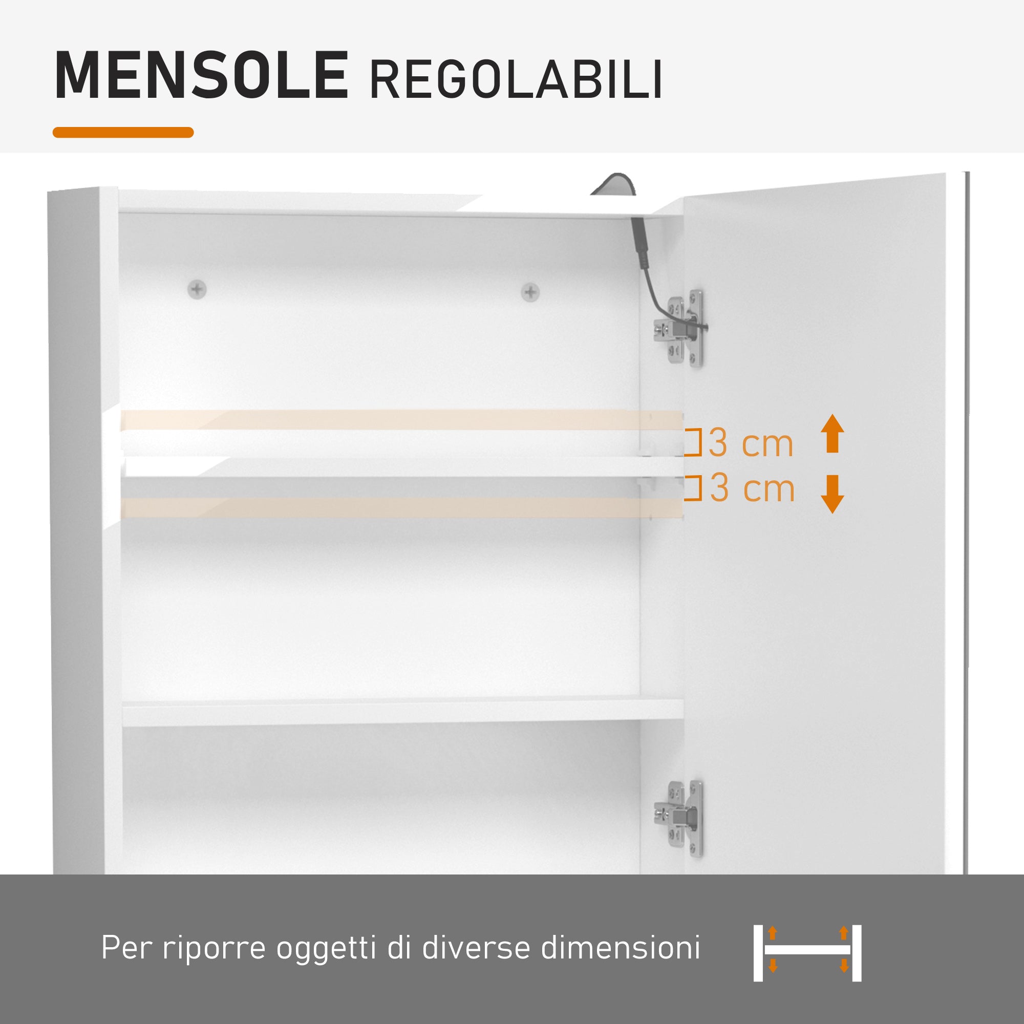 EasyComfort Hangend badkamerkast met spiegel en LED 60 x 50 x 15cm