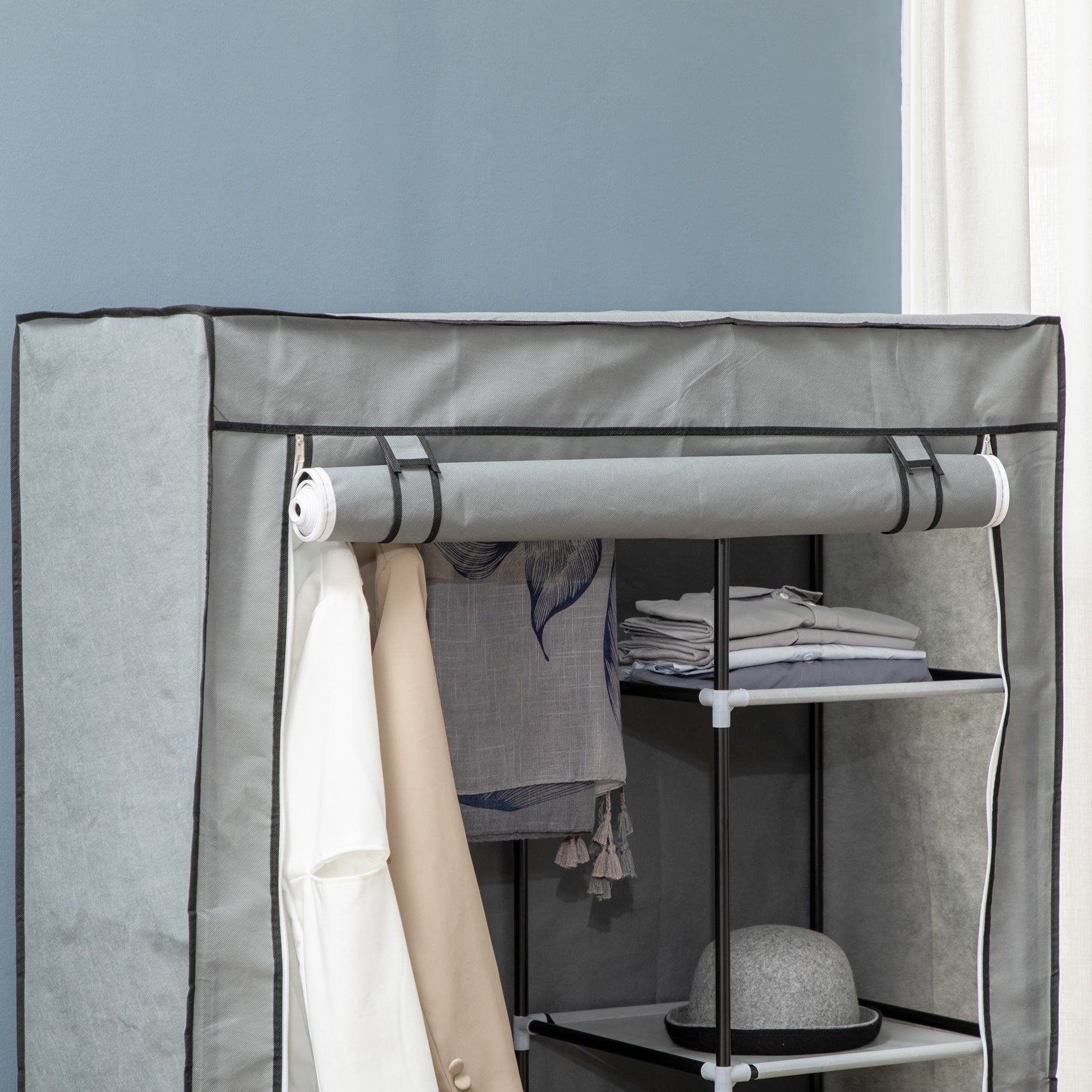 EasyComfort textiel kledingkast 103x43x162.5 cm lichtgrijs