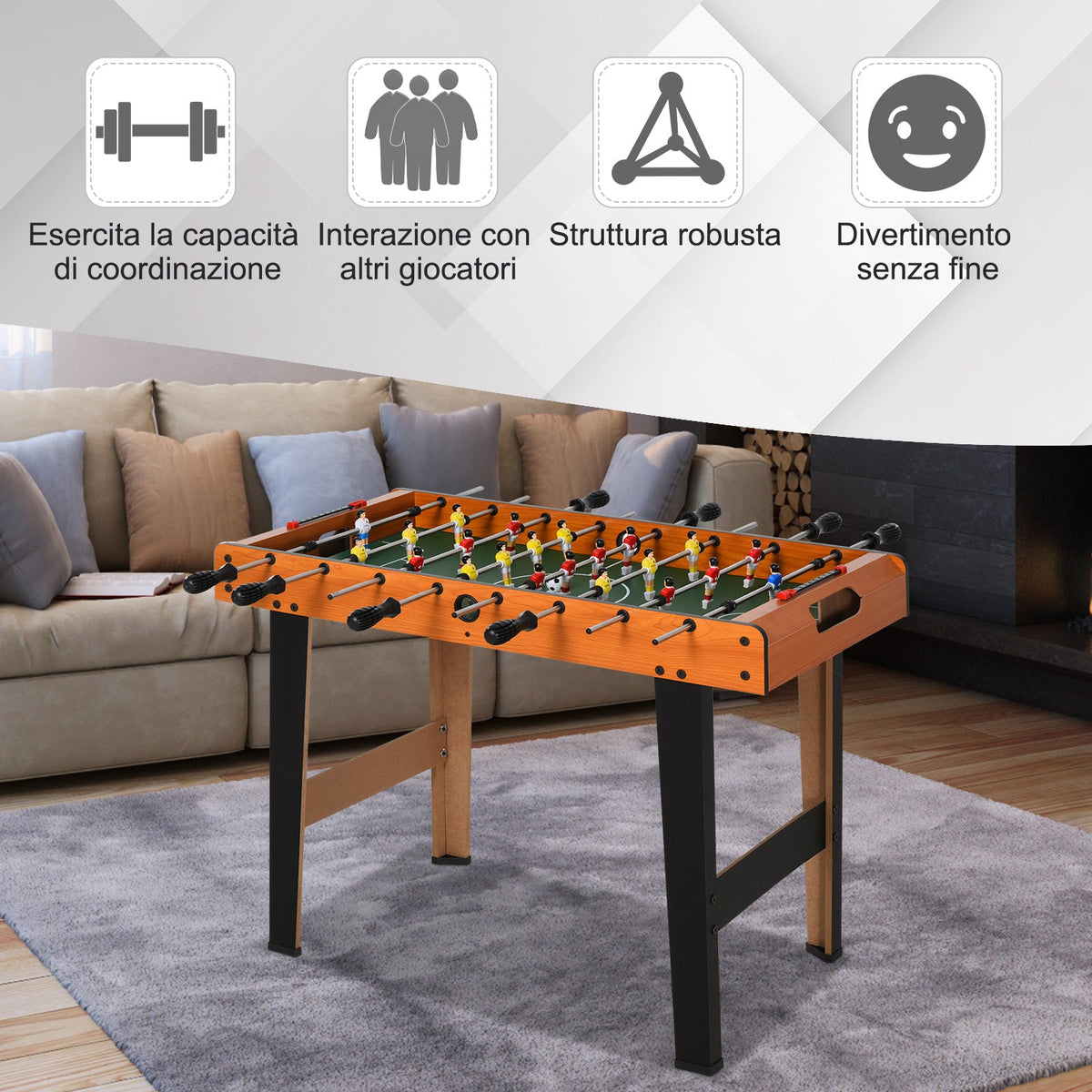 EasyComfort tafelvoetbal met 22 spelers 84.5 x 40 x 61.2 cm