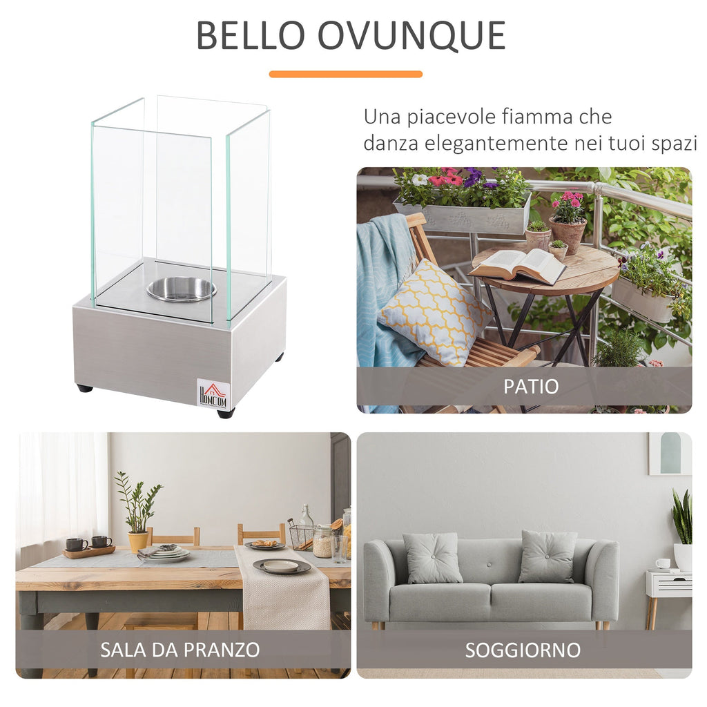 EasyComfort bio-ethanol tafelhaard 0.4L 20x20x33cm, zilver