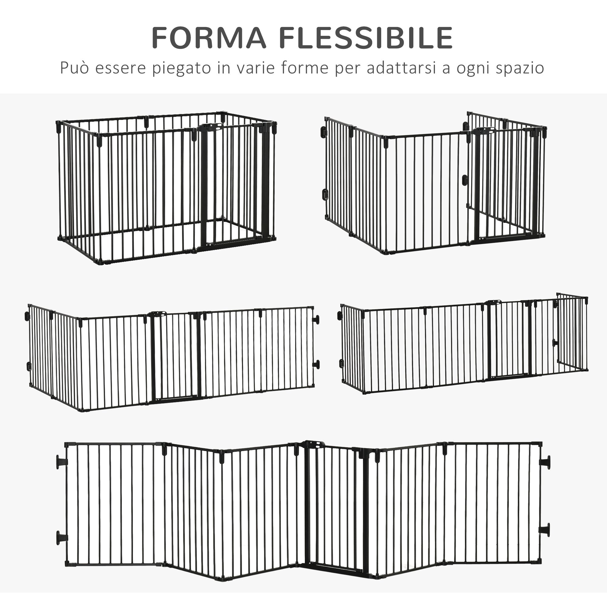 Easycomfort Cancelletto di Sicurezza Pieghevole 6 Sezioni, Cancellino Barriera per Cani in Acciaio, Sistema di Blocco e Chiusura Automatica, black