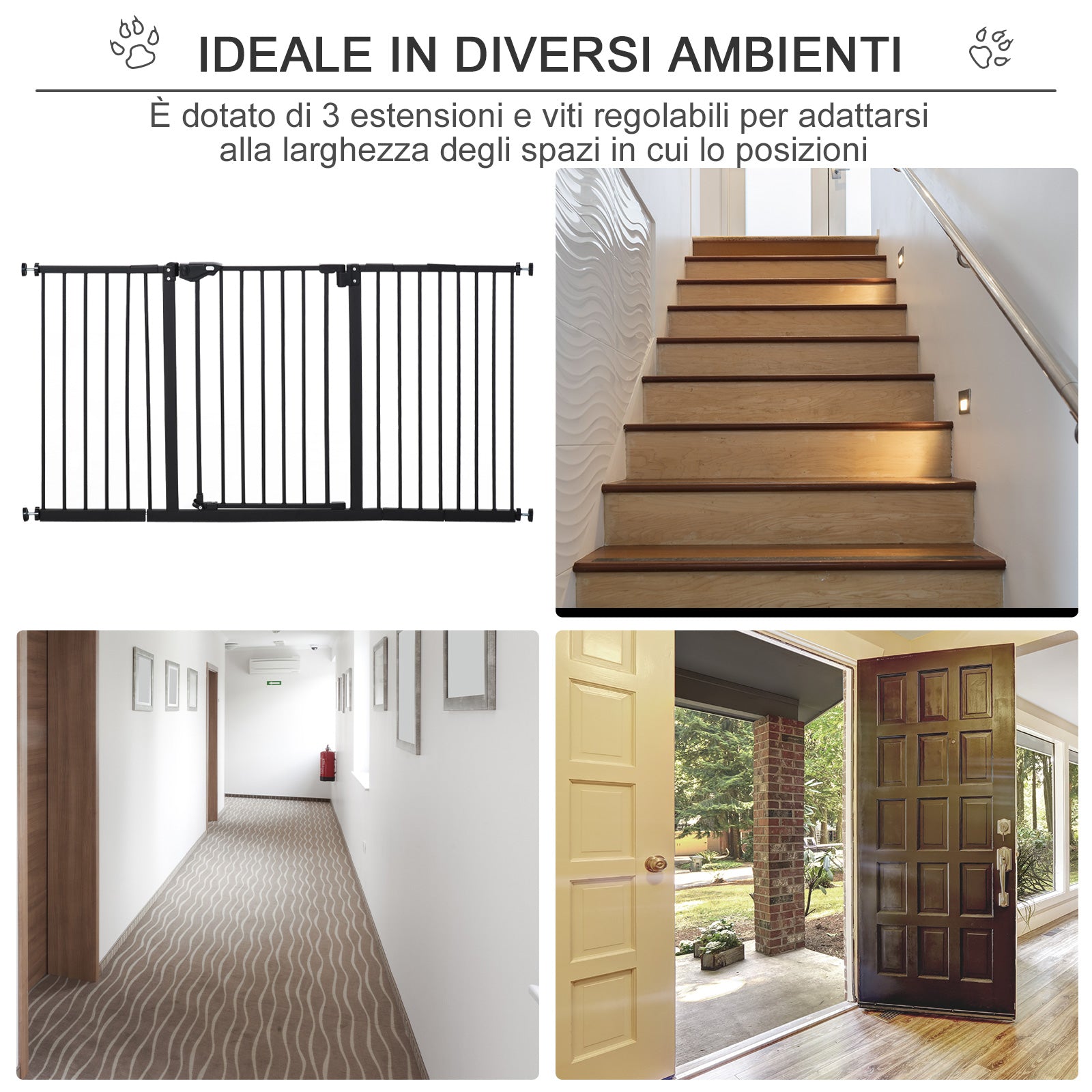 EASYCOMFORT Dog Gate 3 Extensions up to 152.3cm Automatic Closing