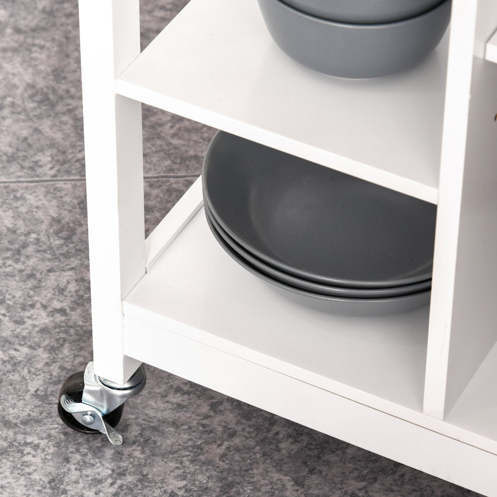 Easycomfort Carrello da Cucina Salvaspazio in Legno MDF white: 1 Cassetto, 1 Armadietto, 3 Mensole e 4 Ruote, 66x39.5x86.5cm