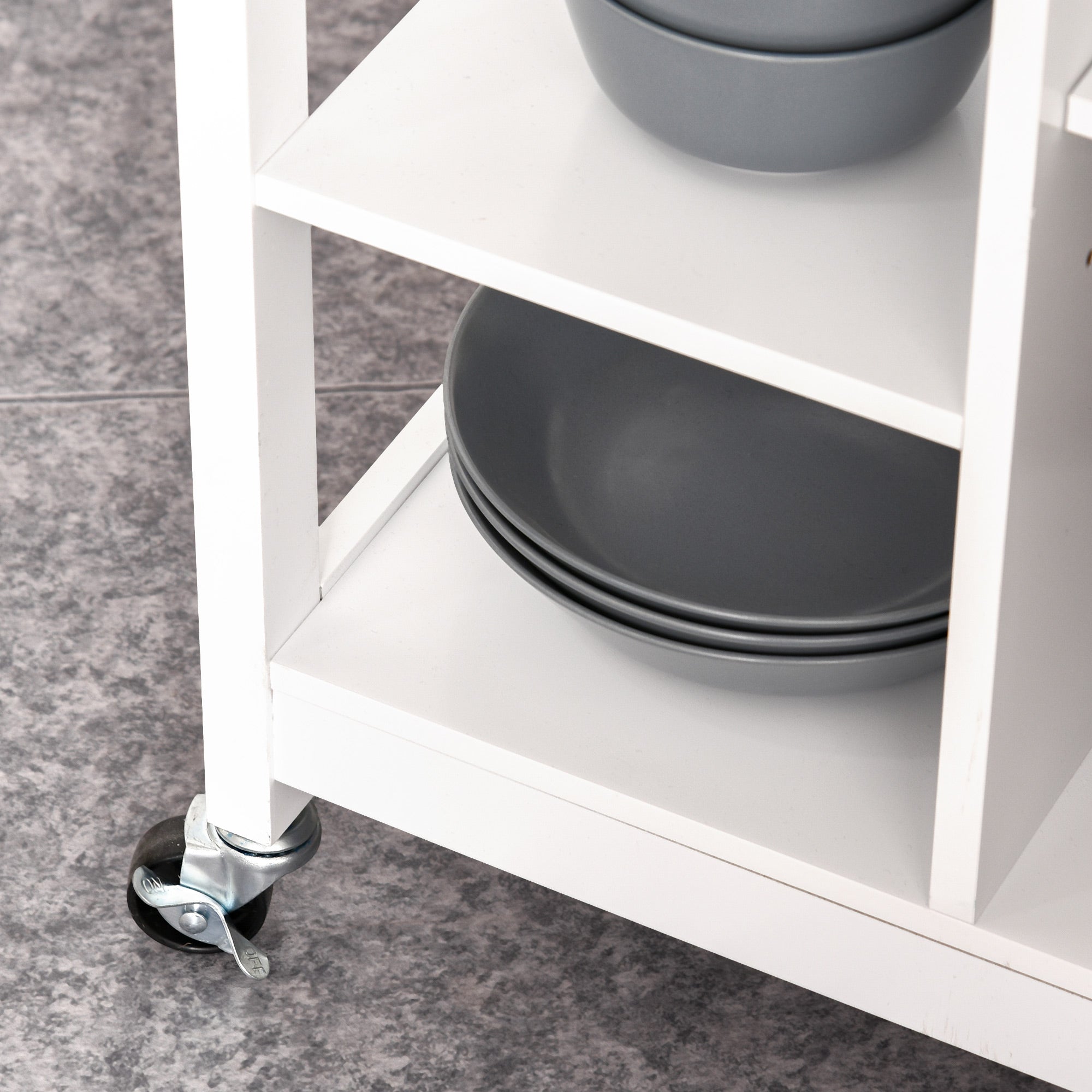 Easycomfort Carrello da Cucina Salvaspazio in Legno MDF white: 1 Cassetto, 1 Armadietto, 3 Mensole e 4 Ruote, 66x39.5x86.5cm