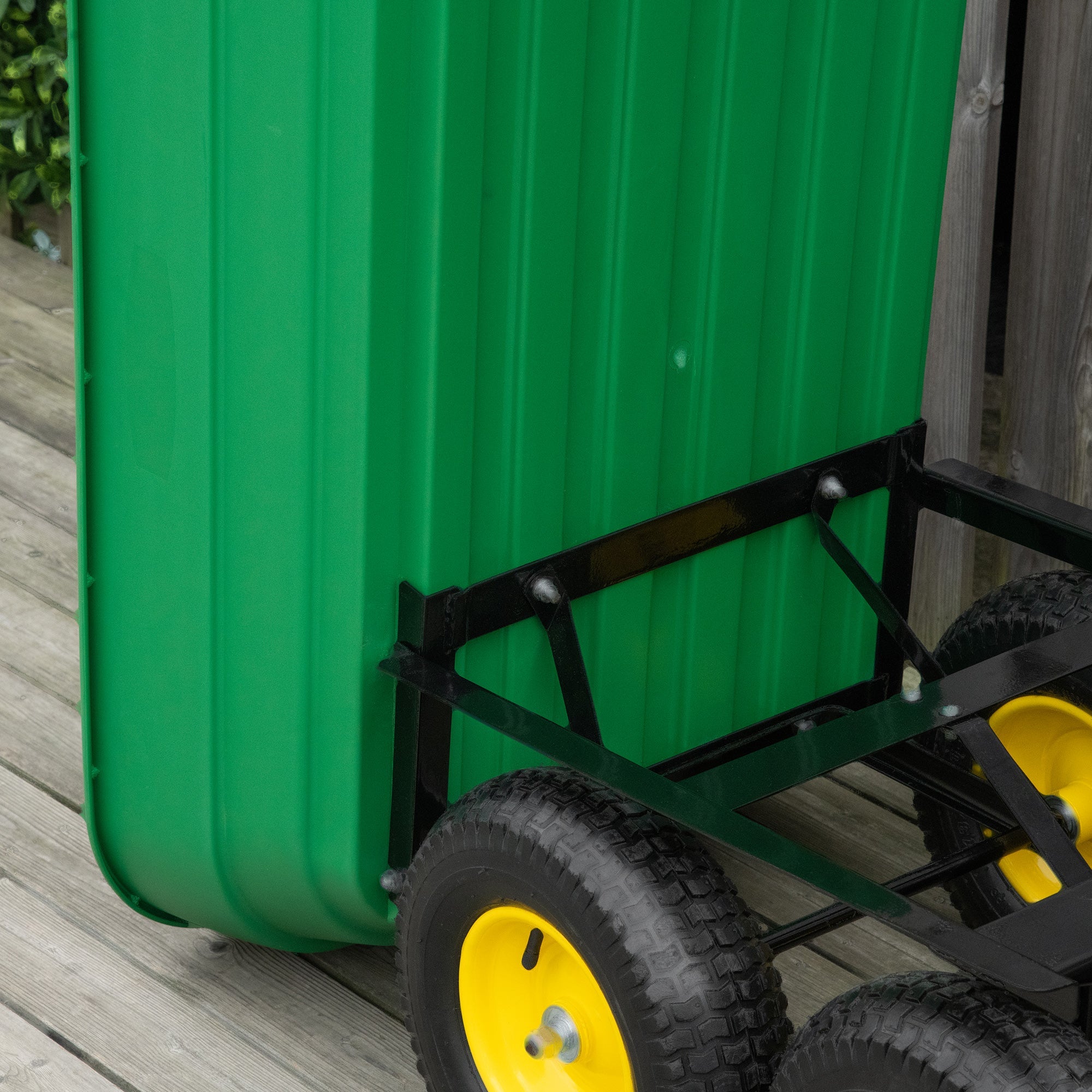 Easycomfort Carrello da Giardino 125L in Acciaio e PP with Vasca ribaltabile e Maniglia, 118x58x102 cm, Verde