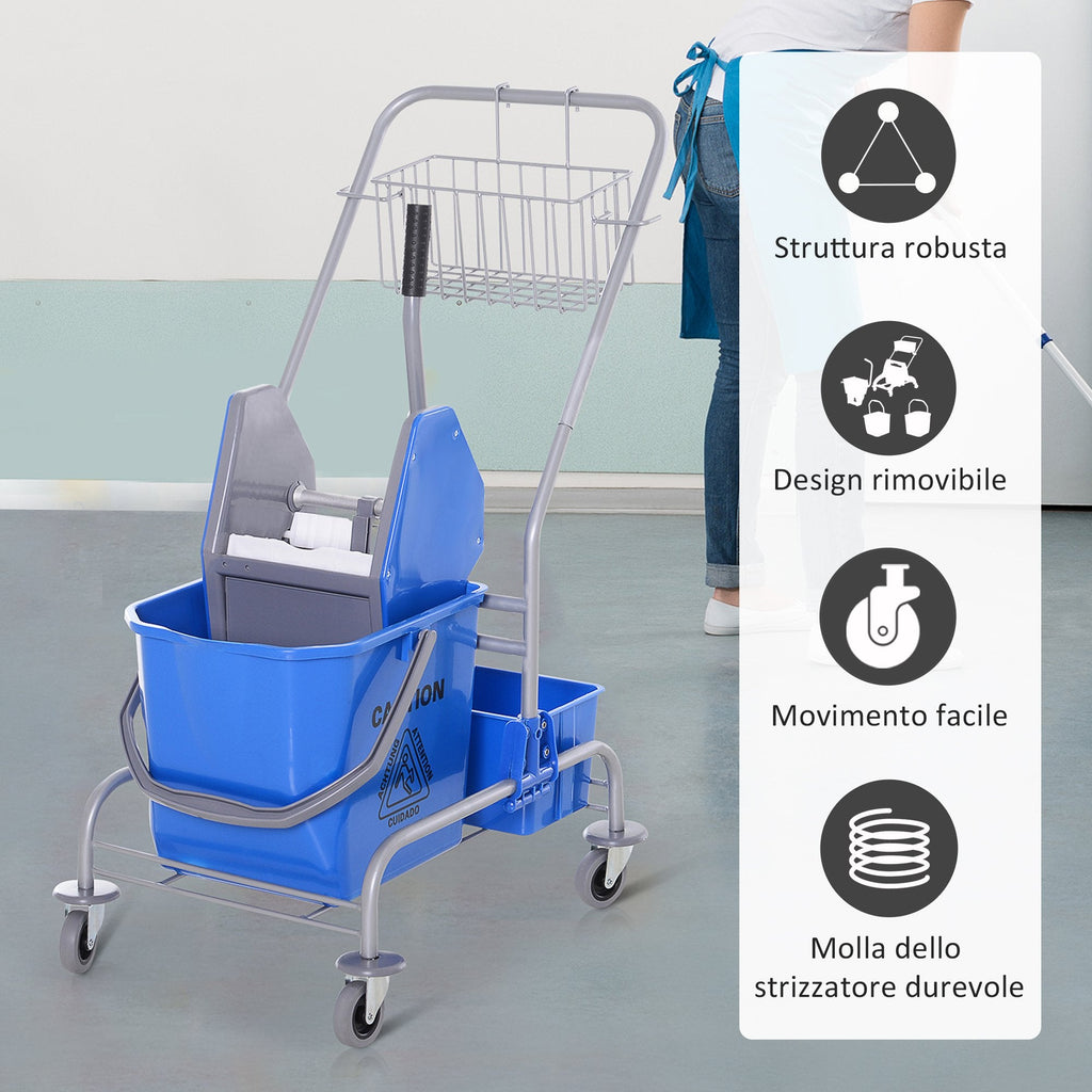 EasyComfort schoonmaakkar met uitwringer en emmer 25L 72 × 49.5 × 95cm
