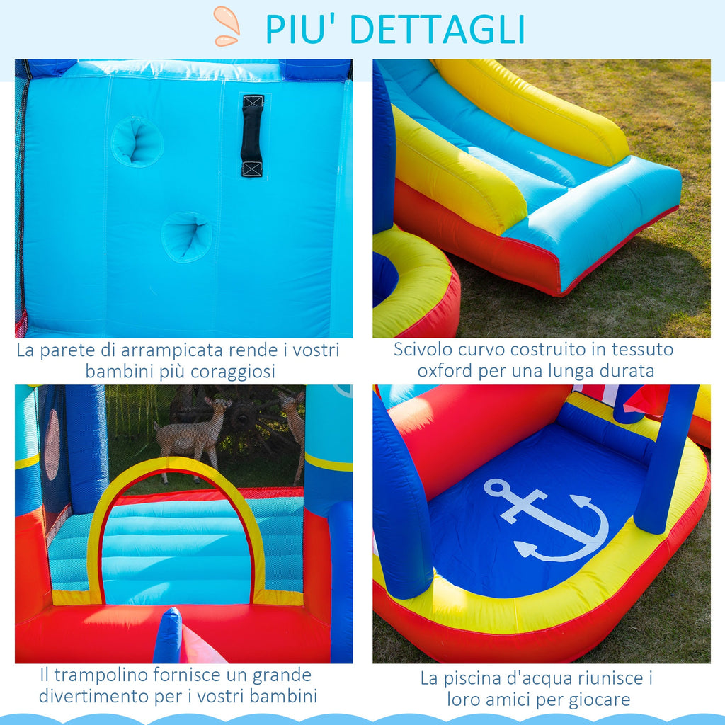 EASYCOMFORT Inflatable Castle 4 in 1 for Children 3-8 Years, Slide and Pool, 265x260x200cm