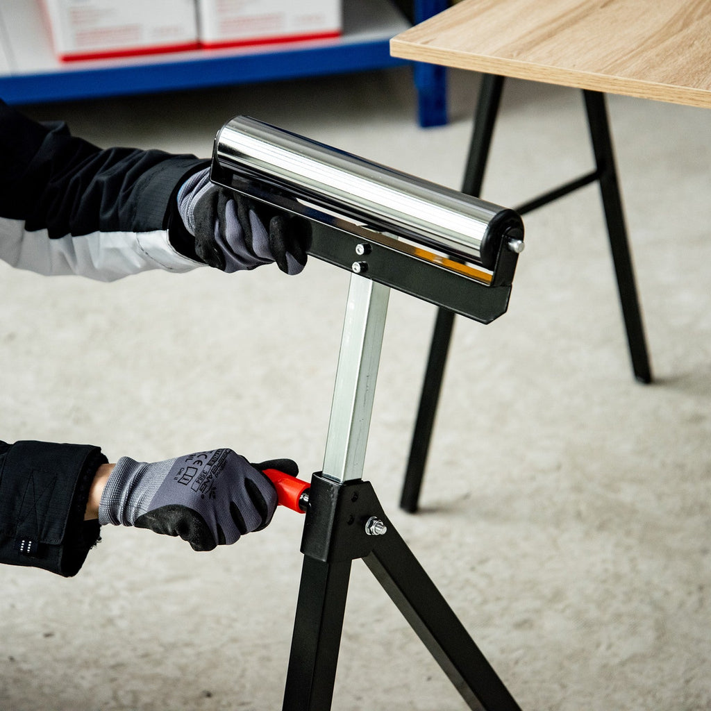 Easycomfort Cavalletto a Rullo ad Altezza Regolabile in Metallo, Design Pieghevole e Salvaspazio, 44x50x68-110 cm