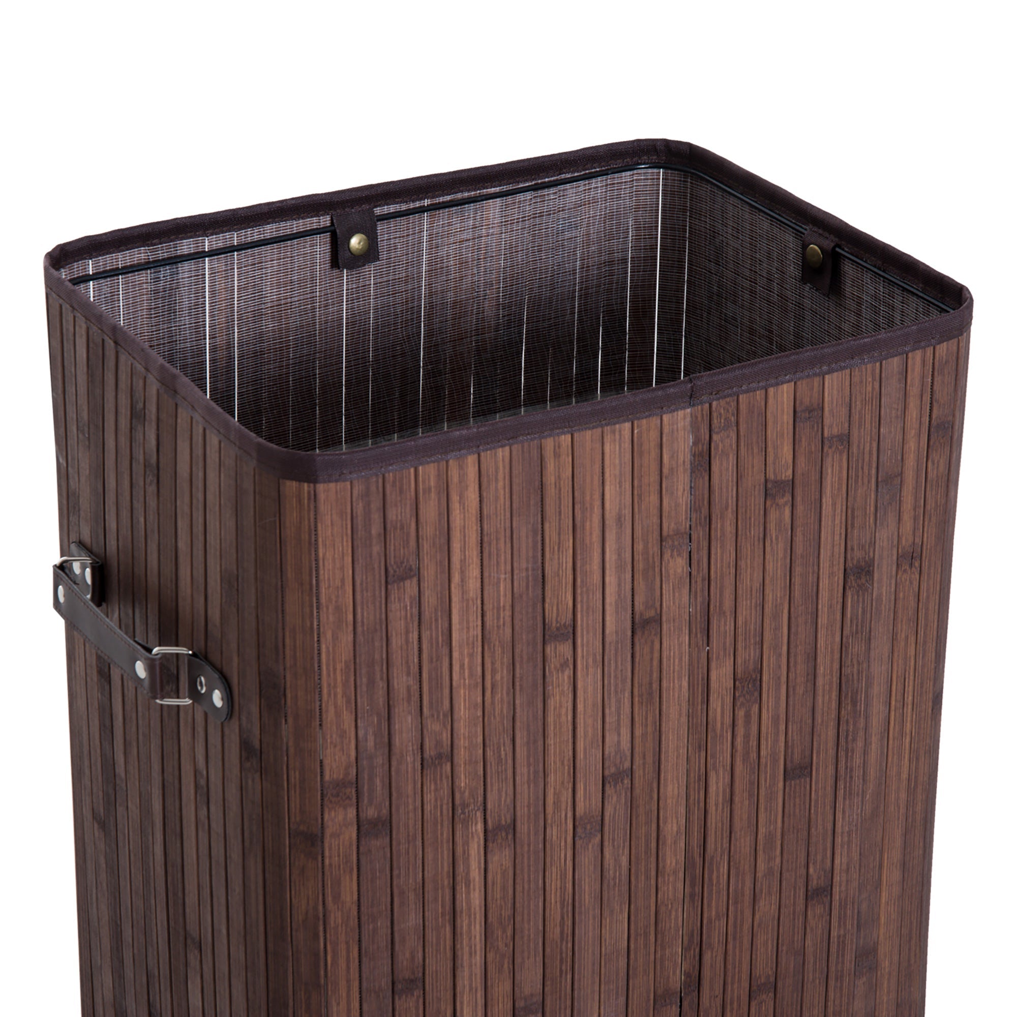 Easycomfort Cesto Portabiancheria in Bambù with Coperchio e Sacco in Tessuto Rimovibile, 40x30x60cm, Marrone