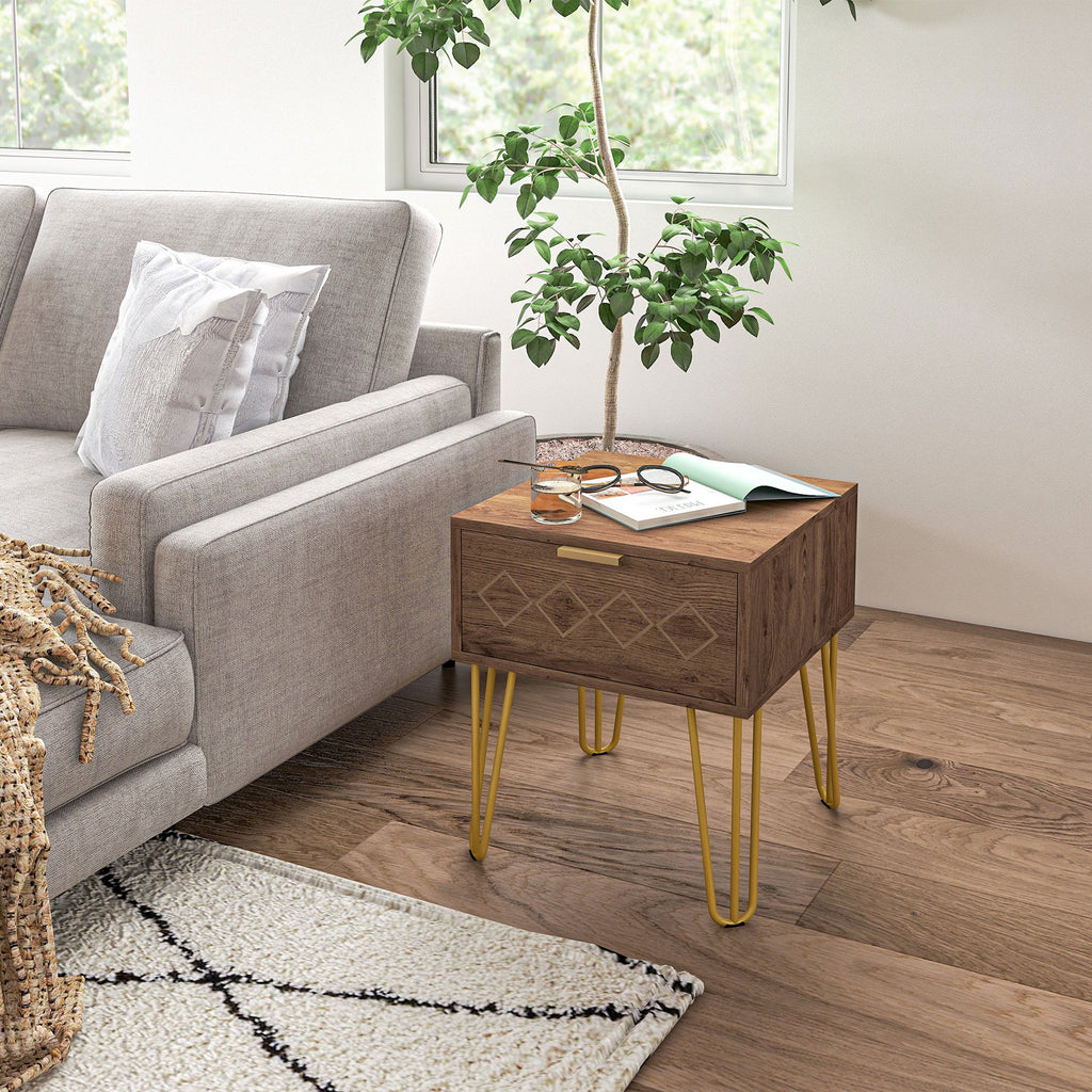 EasyComfort set van 2 nachtkastjes met lade 39.5x41x49 cm bruin