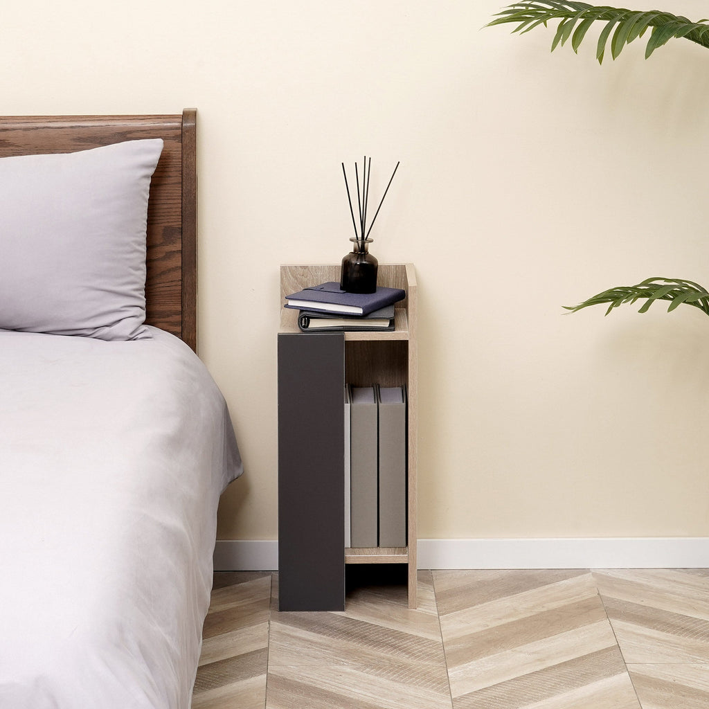 Easycomfort Comodino Moderno Grigio with Ripiano Aperto, Set 2 Pezzi in Truciolato per Camera da Letto e Soggiorno, 27x25x60cm