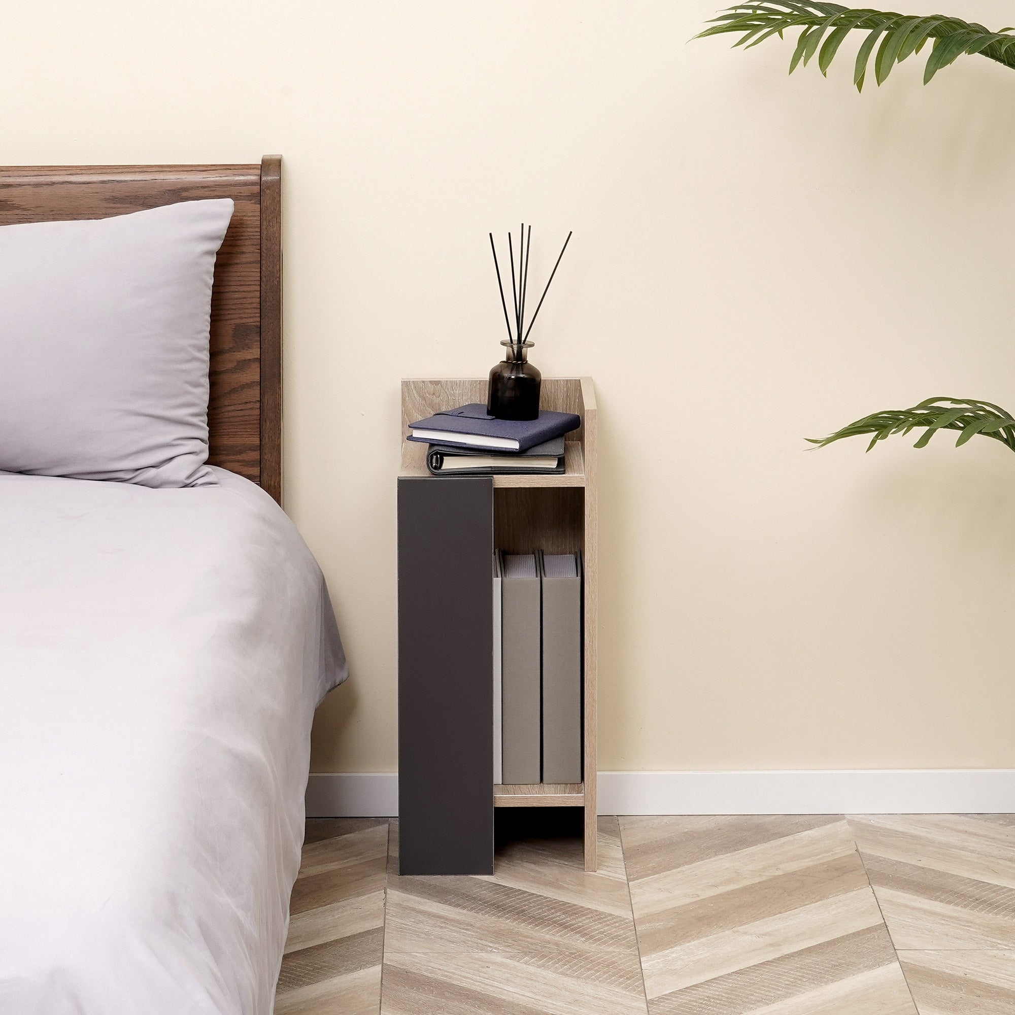 Easycomfort Comodino Moderno Grigio with Ripiano Aperto, Set 2 Pezzi in Truciolato per Camera da Letto e Soggiorno, 27x25x60cm