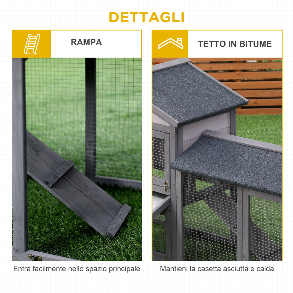 EASYCOMFORT Outdoor Wooden Hutch House with Roof and Fence