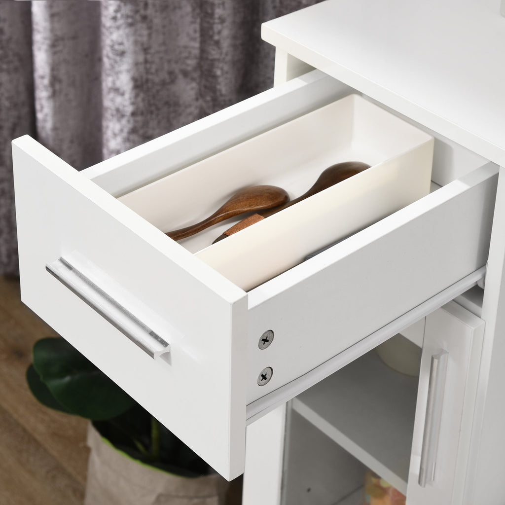 Easycomfort Credenza Moderna with Armadietti e Cassetto in Legno e Vetro, 60x40x95cm, white