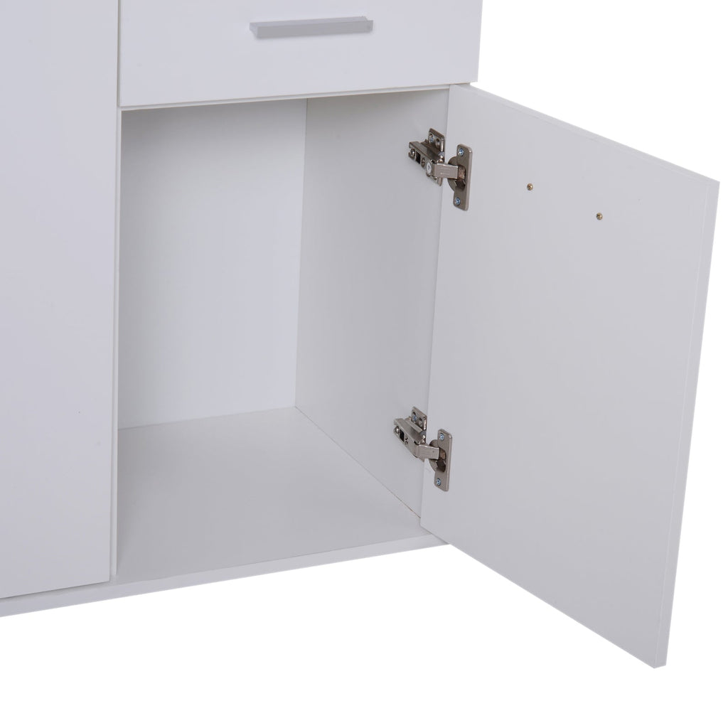 Easycomfort Credenza Soggiorno with 3 Armadietti e 2 Cassetti, Madia Soggiorno Moderna Salvaspazio with Ripiano Regolabile in Legno, 106x35x76 cm, white