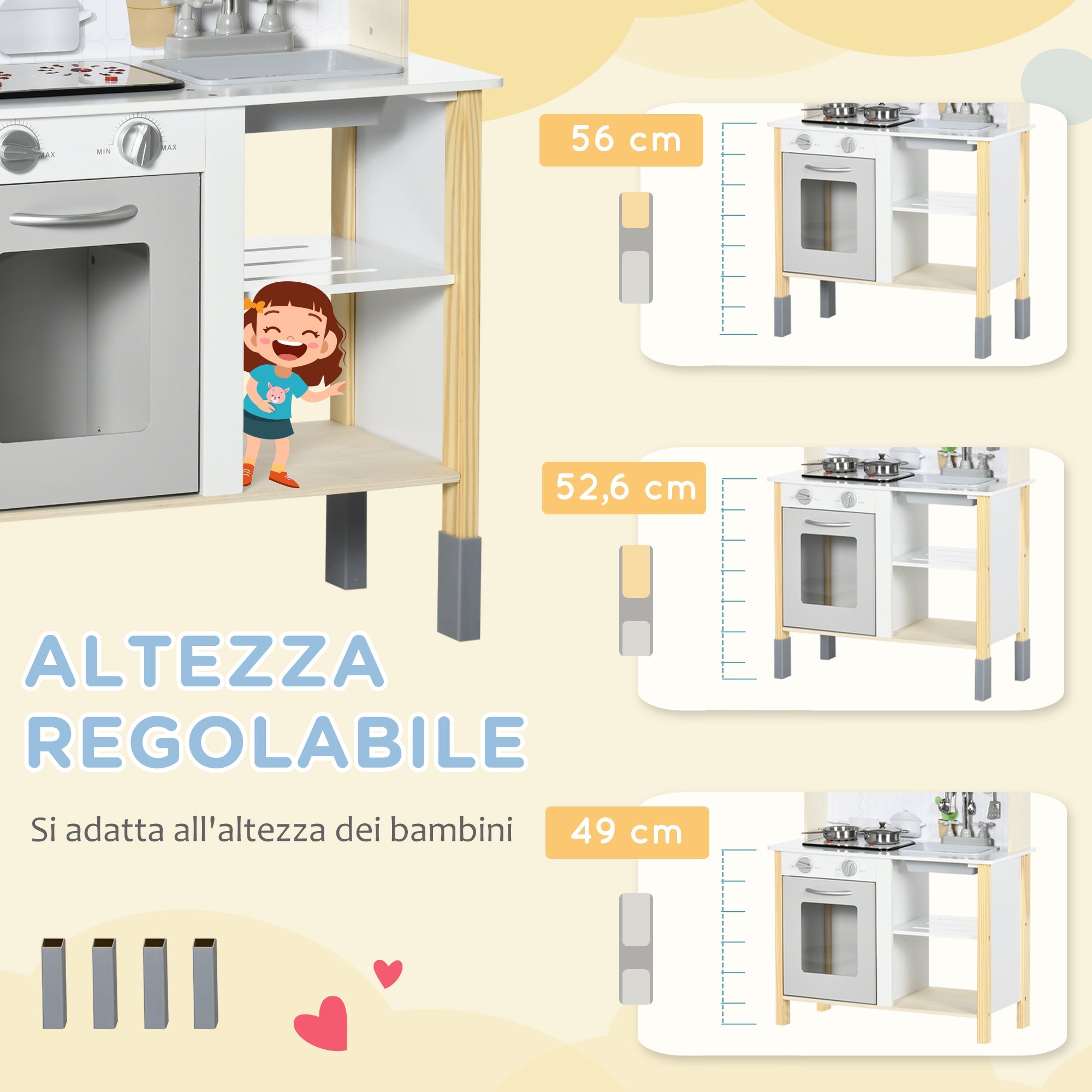 EasyComfort Speelkeuken verstelbaar met geluid en licht 60x30.5x93.2 cm