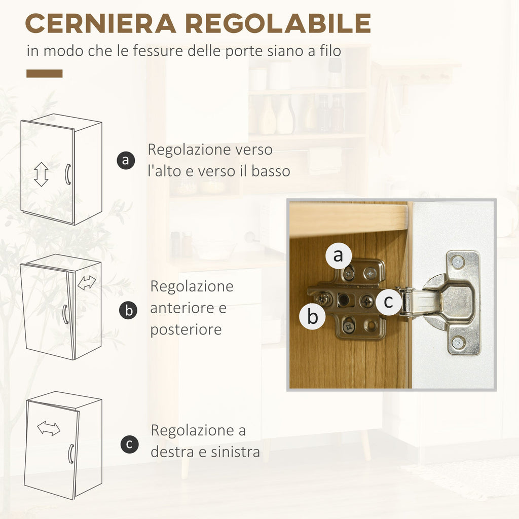 Easycomfort Dispensa da Cucina in Truciolato with Armadietti, Cassetti, Ripiani Regolabili e Appendino, 93x40x180 cm