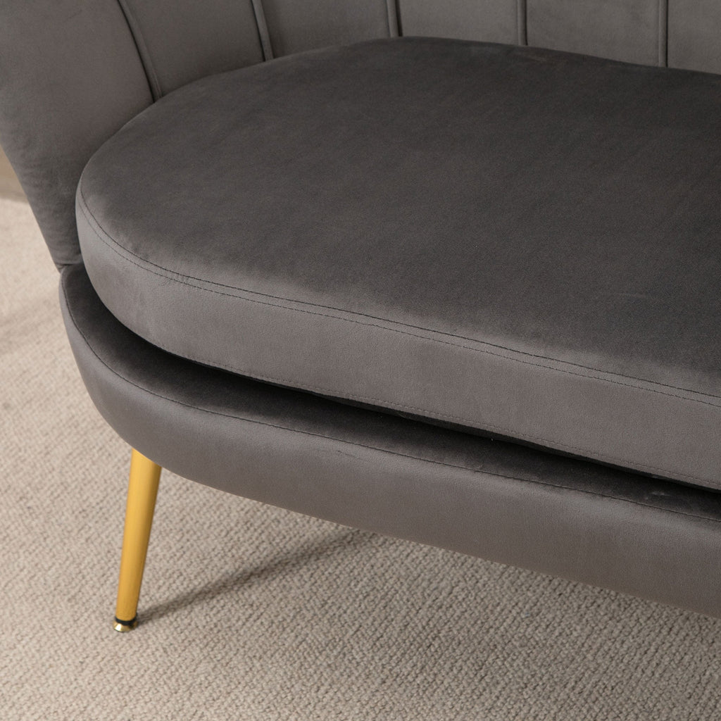 Easycomfort Divanetto 2 Posti in Tessuto Effetto Velluto with Braccioli, Divano Moderno with Seduta Imbottita per Camera da Letto e Soggiorno, 133x63x75cm, Grigio