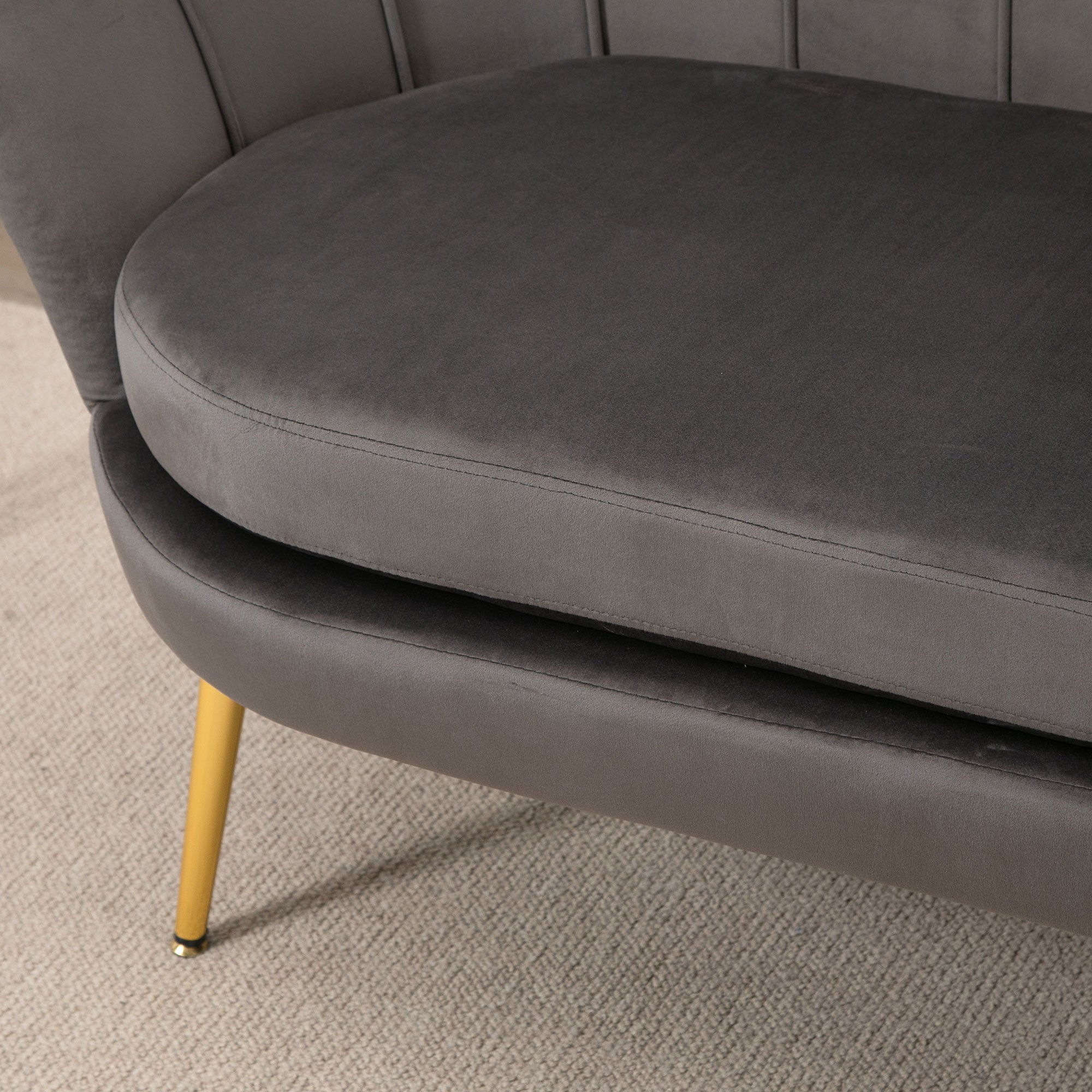 Easycomfort Divanetto 2 Posti in Tessuto Effetto Velluto with Braccioli, Divano Moderno with Seduta Imbottita per Camera da Letto e Soggiorno, 133x63x75cm, Grigio