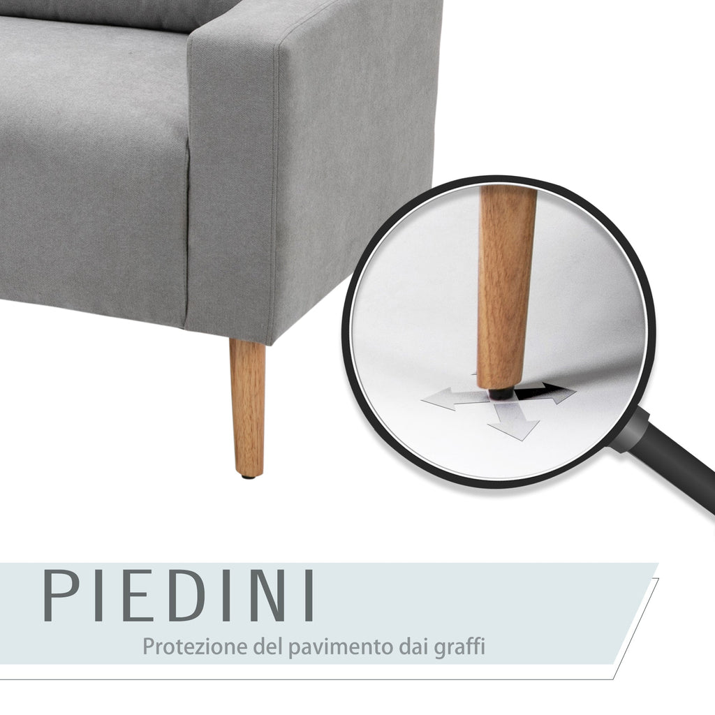 Easycomfort Divano 2 Posti Moderno in Stile Nordico with Schienale Trapuntato, in Poliestere e Legno, 145x76x88 cm, Grigio chiaro
