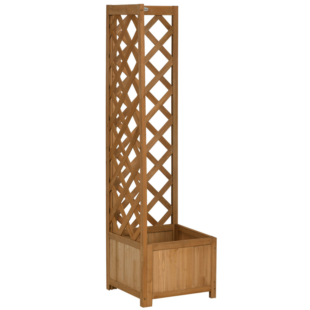 Easycomfort Fioriera da Giardino in Legno di Abete Marrone with Grigliato per Rampicanti e Decorazioni, 40x40x145 cm