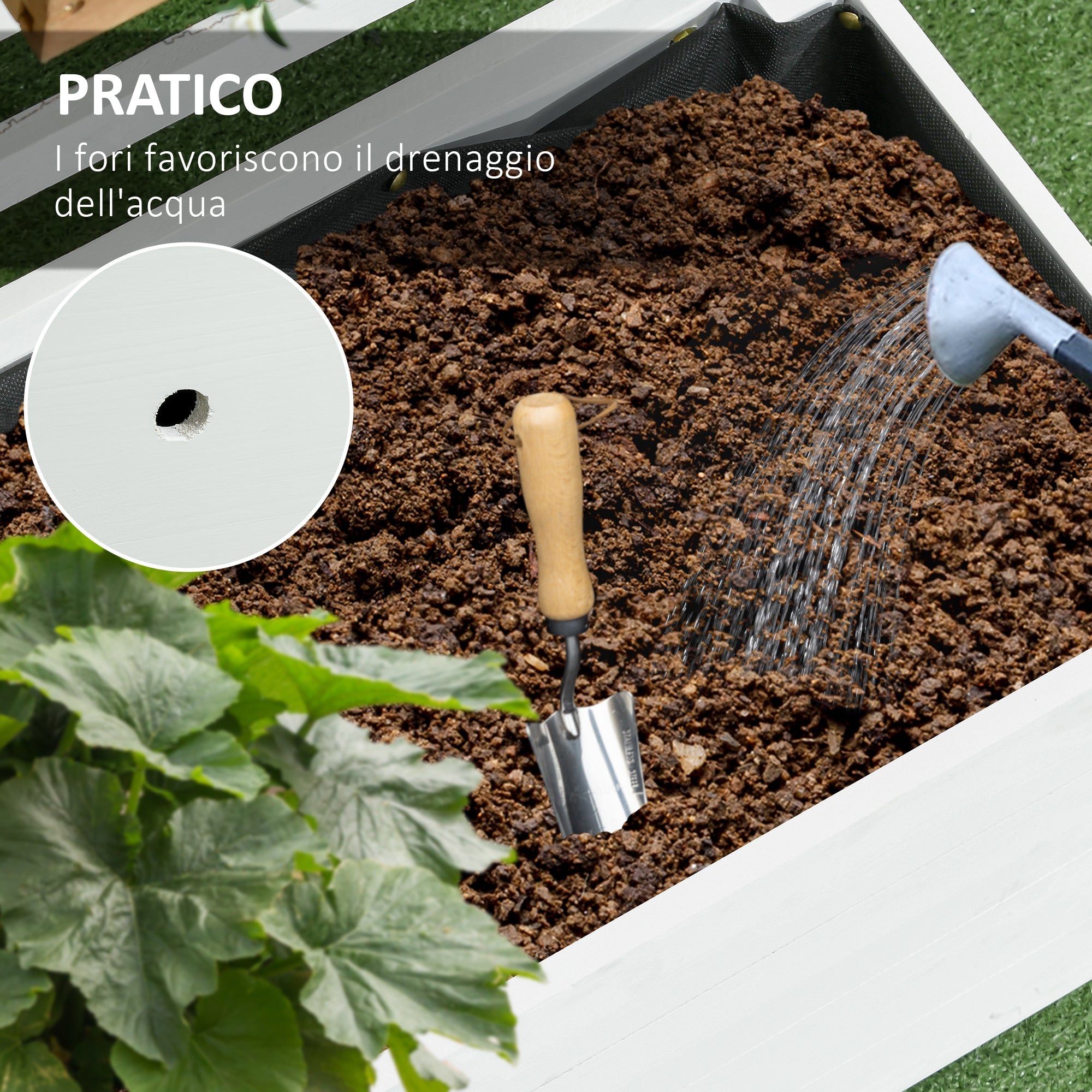 Easycomfort Fioriera Verticale with 4 Ruote e Traliccio per Piante Rampicanti in Legno, 76x30x155cm, white