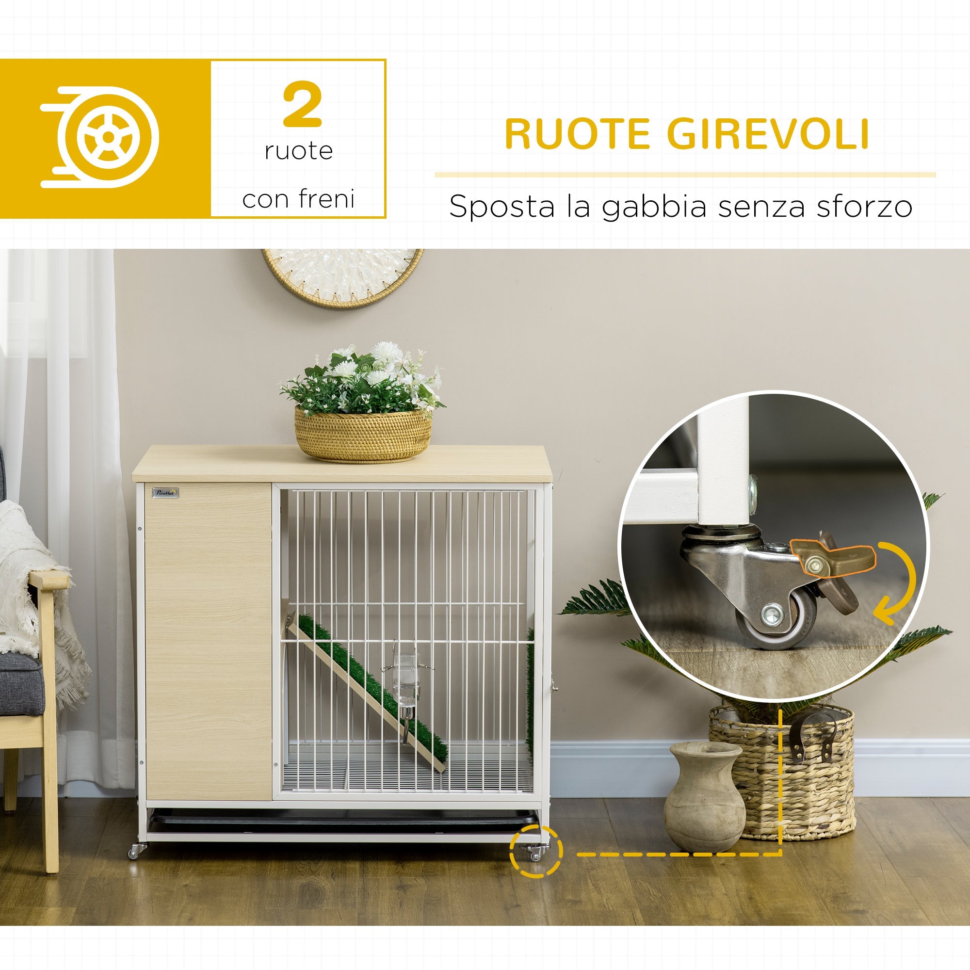 Easycomfort Gabbia per Conigli with Serbatoio d'Acqua e Vassoio Estraibile, in Truciolato, Acciaio e PVC, 78x52.5x76.5 cm