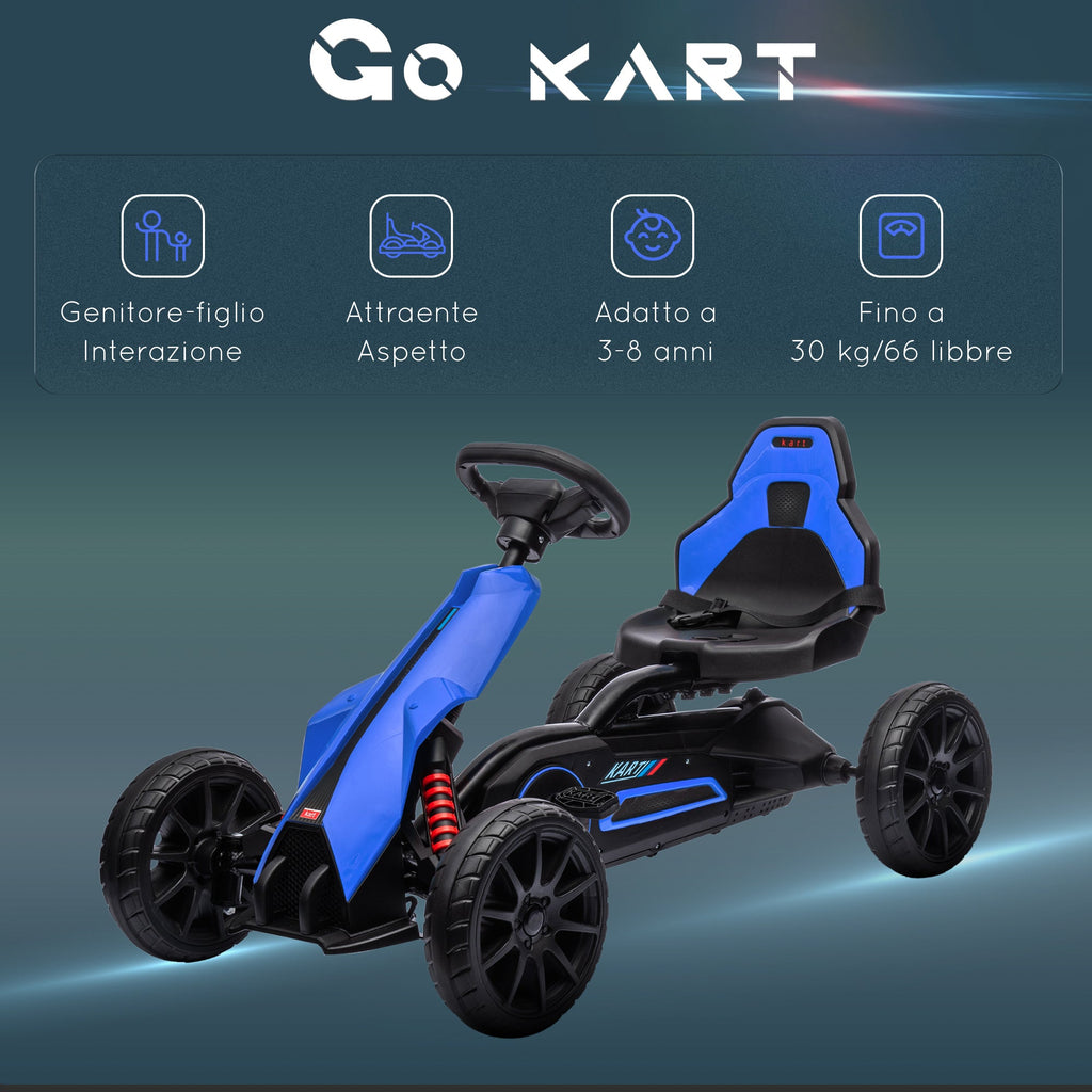 EasyComfort Go Kart trapauto 3–8 jaar, verstelbare stoel, EVA-wielen, 100x58x58.5 cm