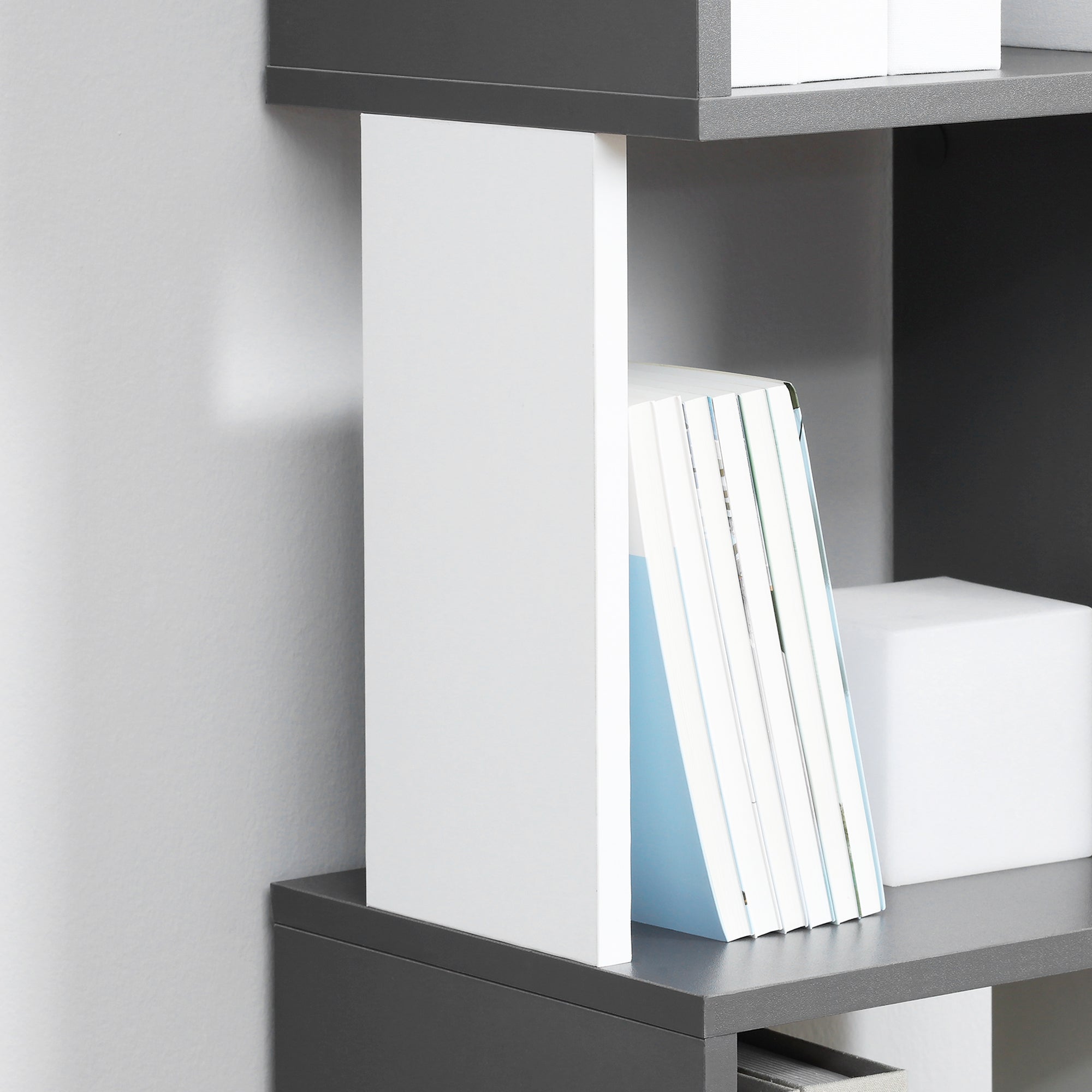 EasyComfort boekenkast met 5 planken 33x28x161 cm – donkergrijs/crèmewit