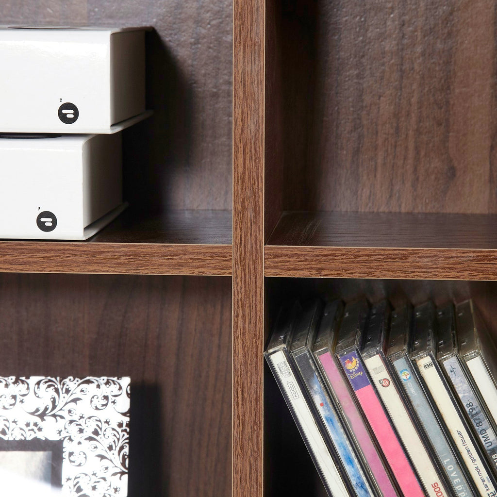 Easycomfort Mobile Libreria wall-mounted porta CD with 36 Ripiani ad Altezza Regolabile, Libreria in Legno Composito, 195x102x23.5 cm, Marrone