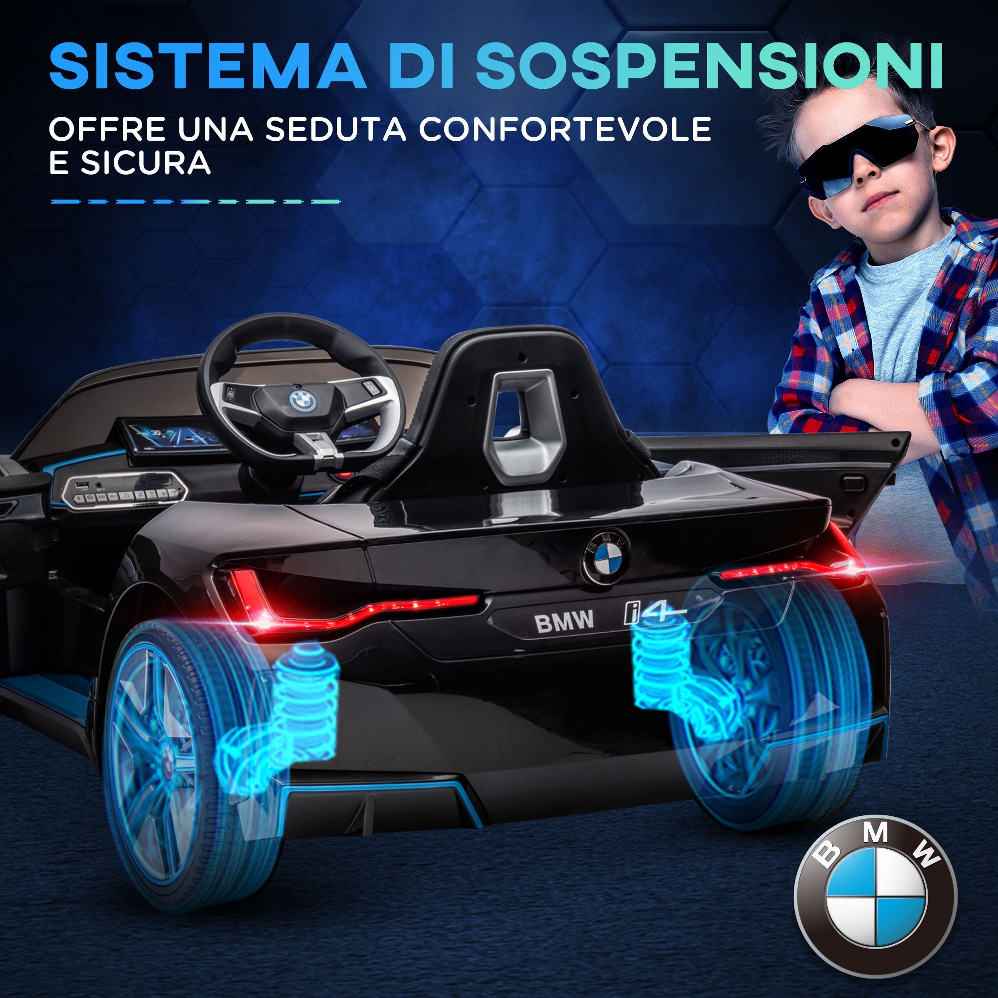 Easycomfort Macchina Elettrica per Bambini 3-6 Anni with Licenza BMW with Telecomando, Clacson e Fari, 115x67x45 cm, Nera