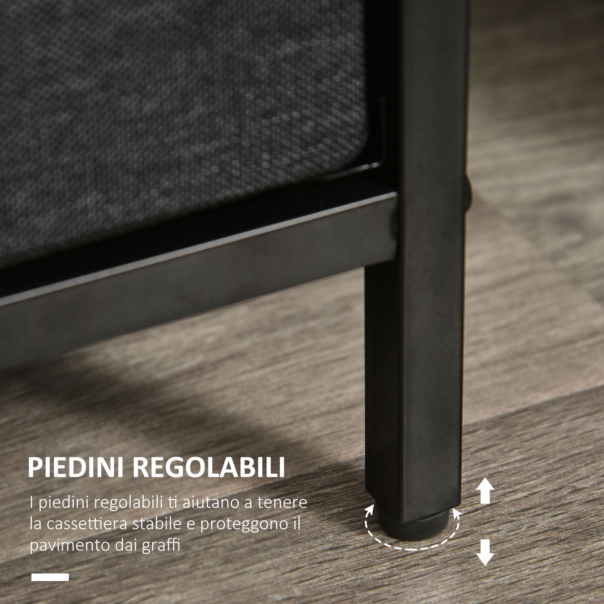 Easycomfort Mobile Cassettiera Multiuso with 3 Cassetti Pieghevoli in Tessuto, Arredamento Soggiorno e Camera, 58x29x81.5cm, Grigio Scuro