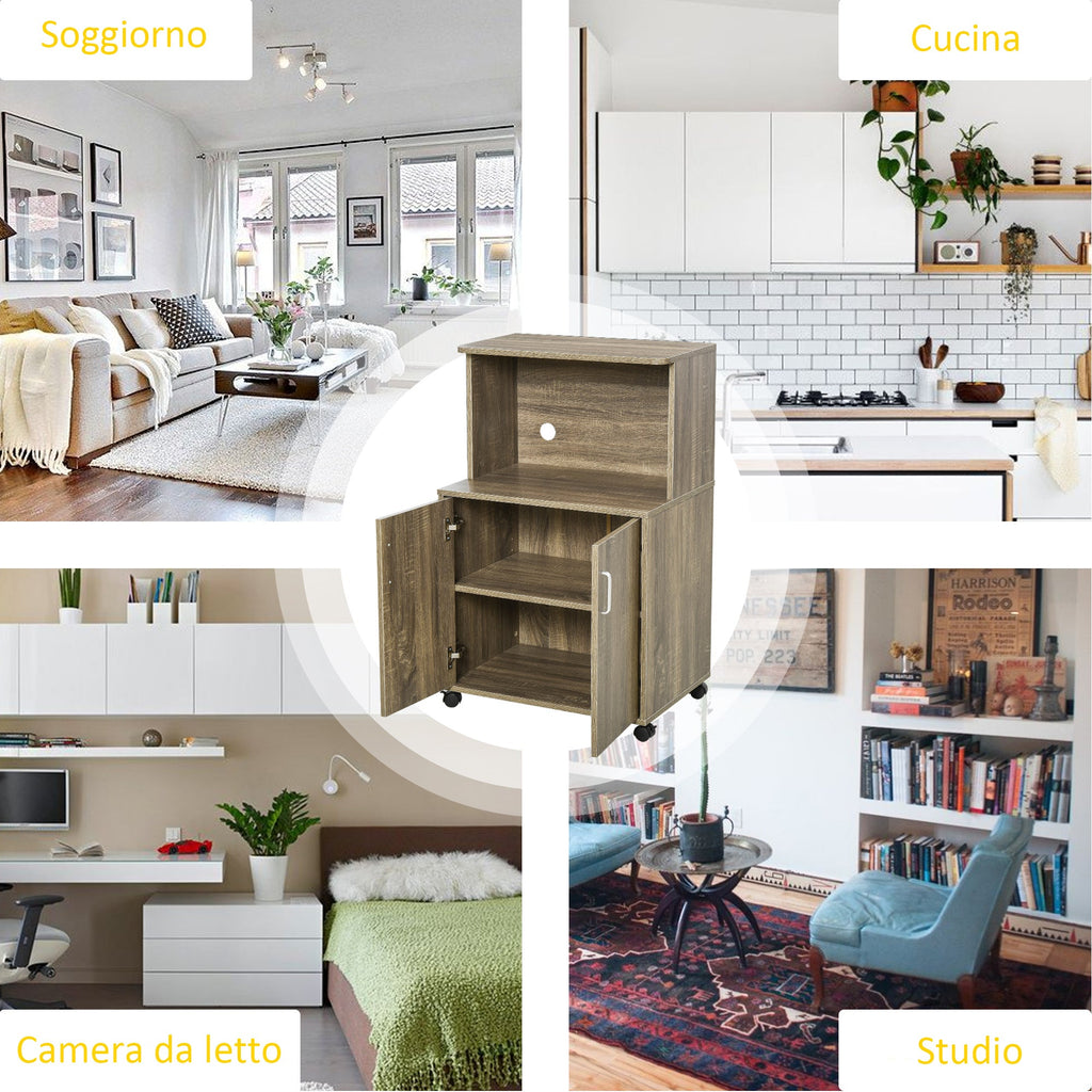 EasyComfort Multifunctioneel keukenkastje met wielen 60,4x40,3x97 cm