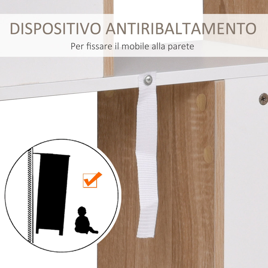 Easycomfort Mobile Libreria a 8 Ripiani per Soggiorno e Camera da Letto, in Legno, 100x27x124 cm, Rovere e white