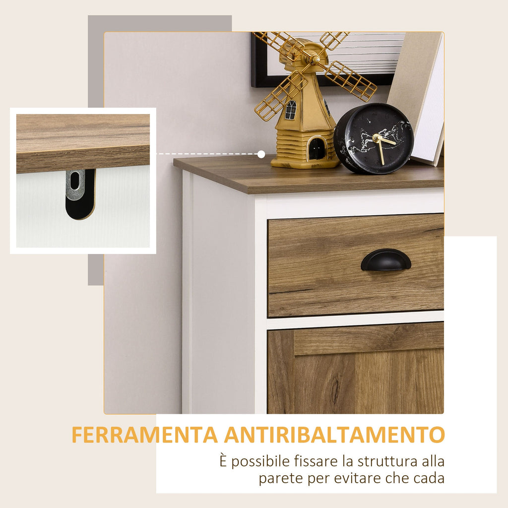 Easycomfort Mobile Multiuso in Truciolato with Armadietto e Cassetto in Stile Rustico, 78.5x39x89.4cm, white
