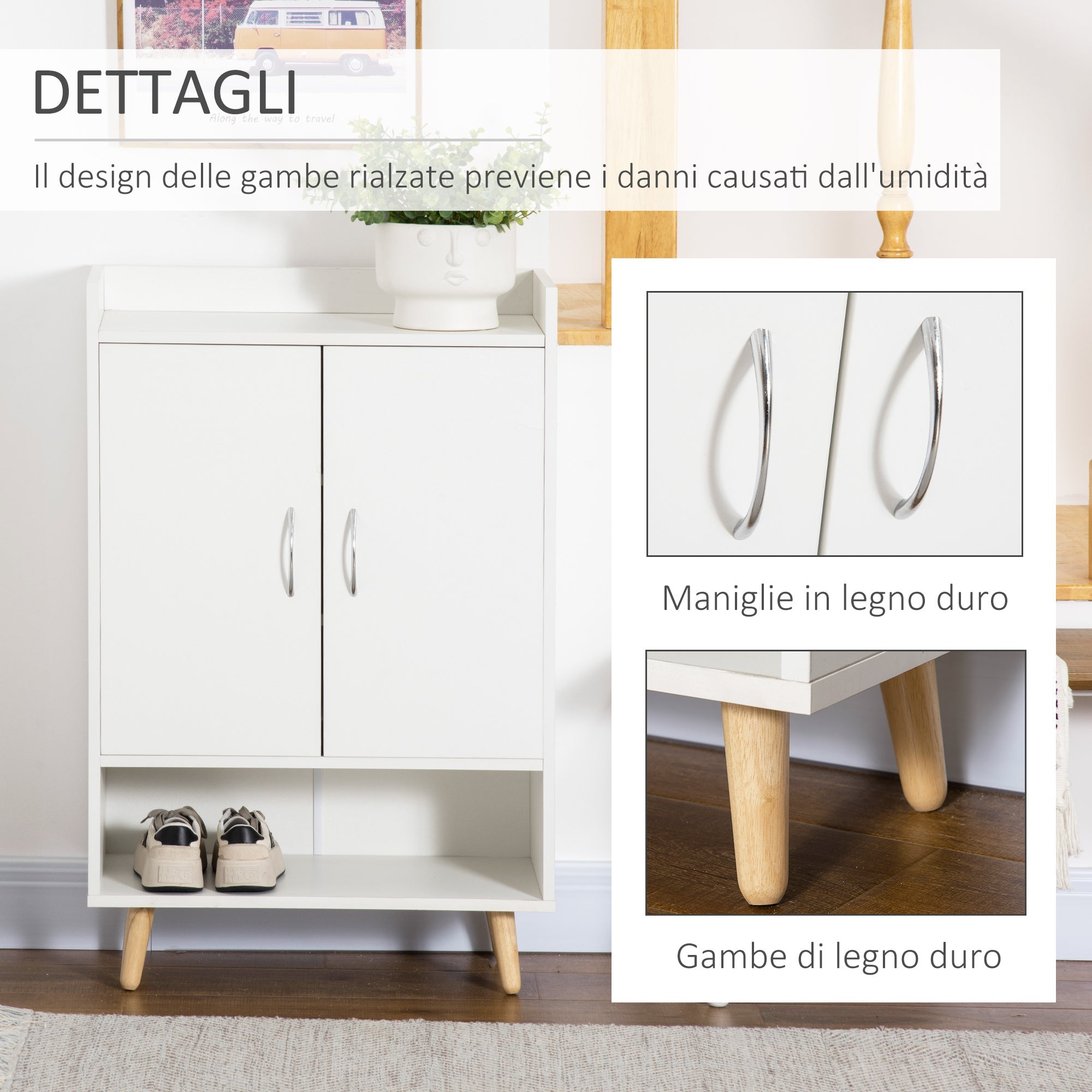 EasyComfort Mobile schoenenkast met open bovenblad, 60 x 30 x 92 cm