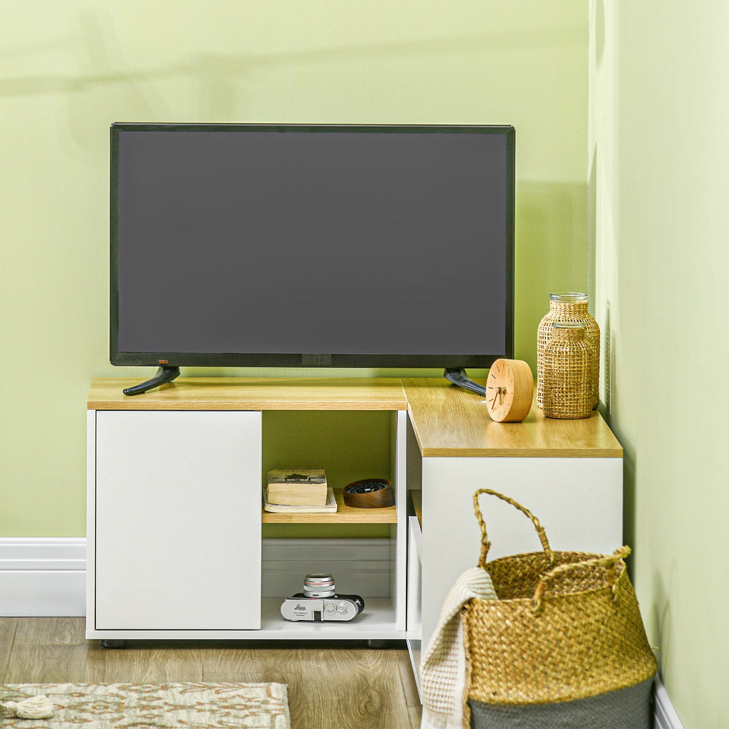 Easycomfort Mobile TV a L per TV da 40" with 3 Ripiani Aperti e 2 Armadietti, in Truciolato, 90x90x45 cm
