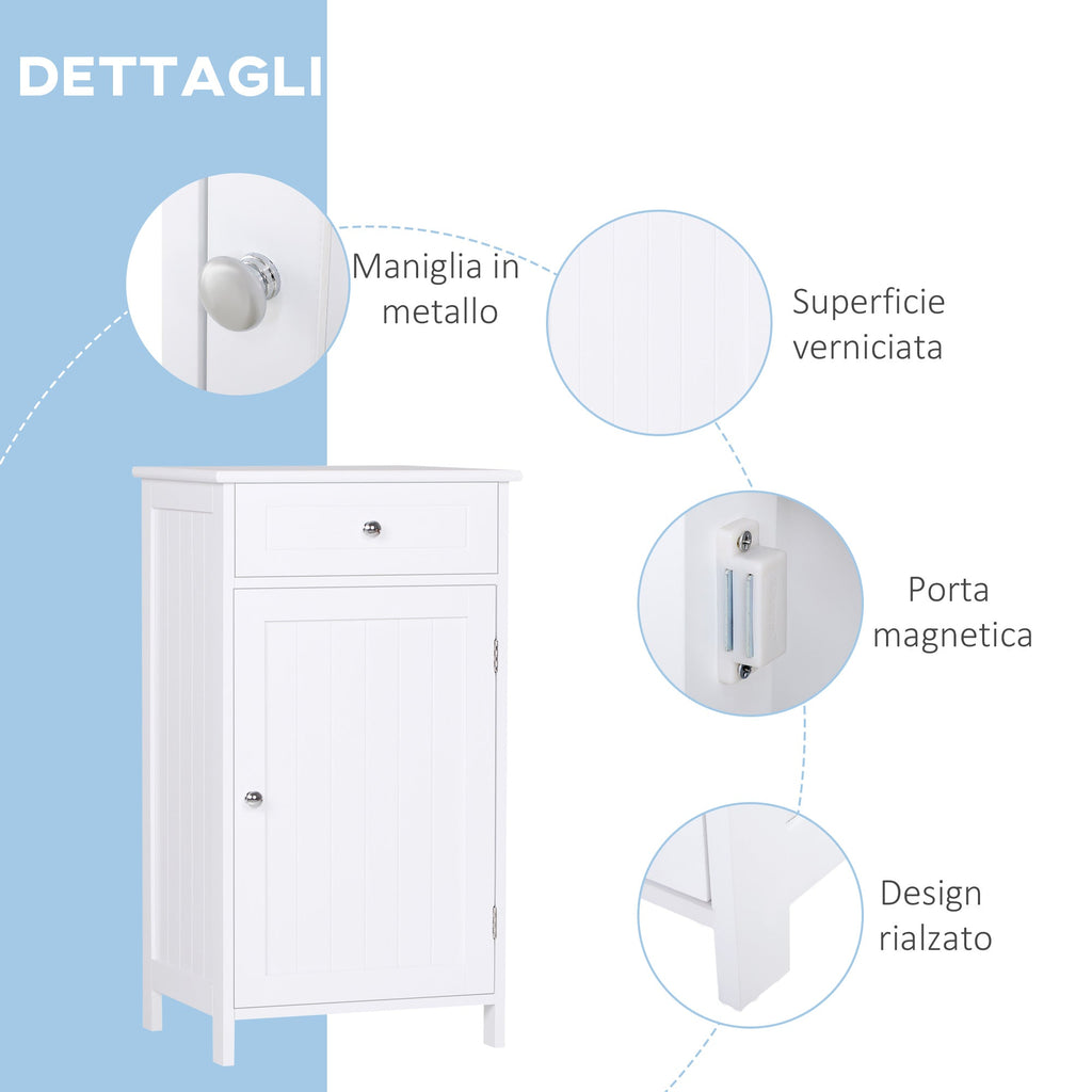 Easycomfort Mobiletto Armadietto 2 Cassetti Design Anti-Ribaltamento da Bagno in MDF 43 x 34 x 77cm white