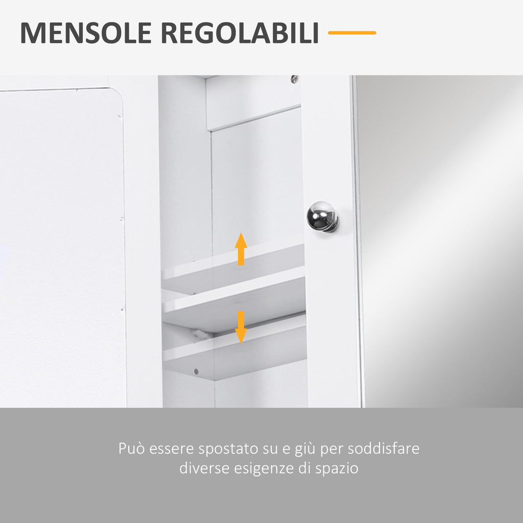 Easycomfort Mobiletto Armadietto a Muro with Specchio da Bagno Cucina in MDF 56 x 13 x 58cm white