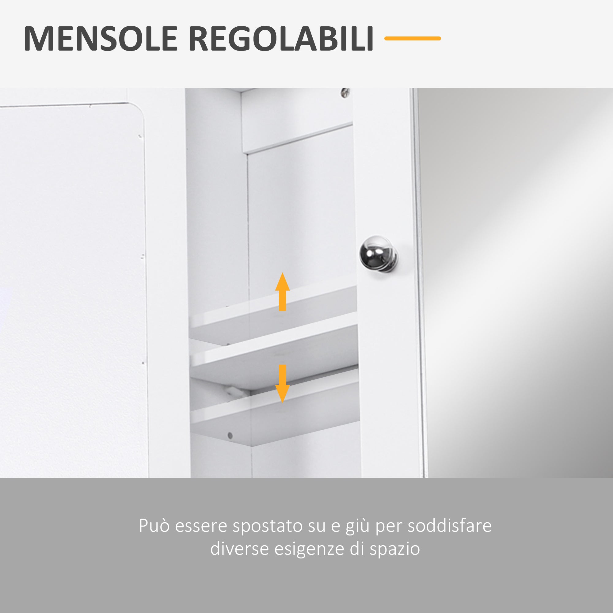 Easycomfort Mobiletto Armadietto a Muro with Specchio da Bagno Cucina in MDF 56 x 13 x 58cm white