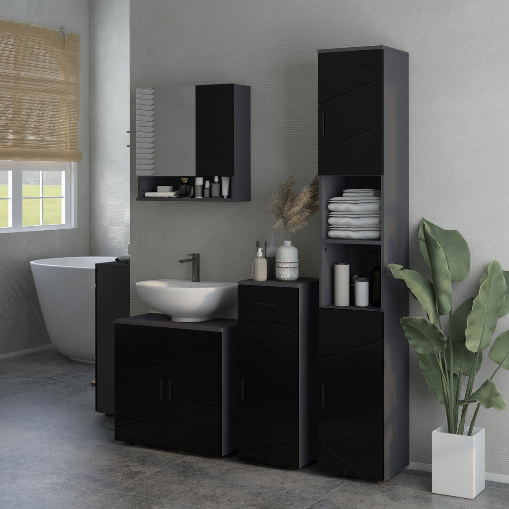 EasyComfort Mobiletto Badkamerkast 30x30x82 cm zwart/donkergrijs
