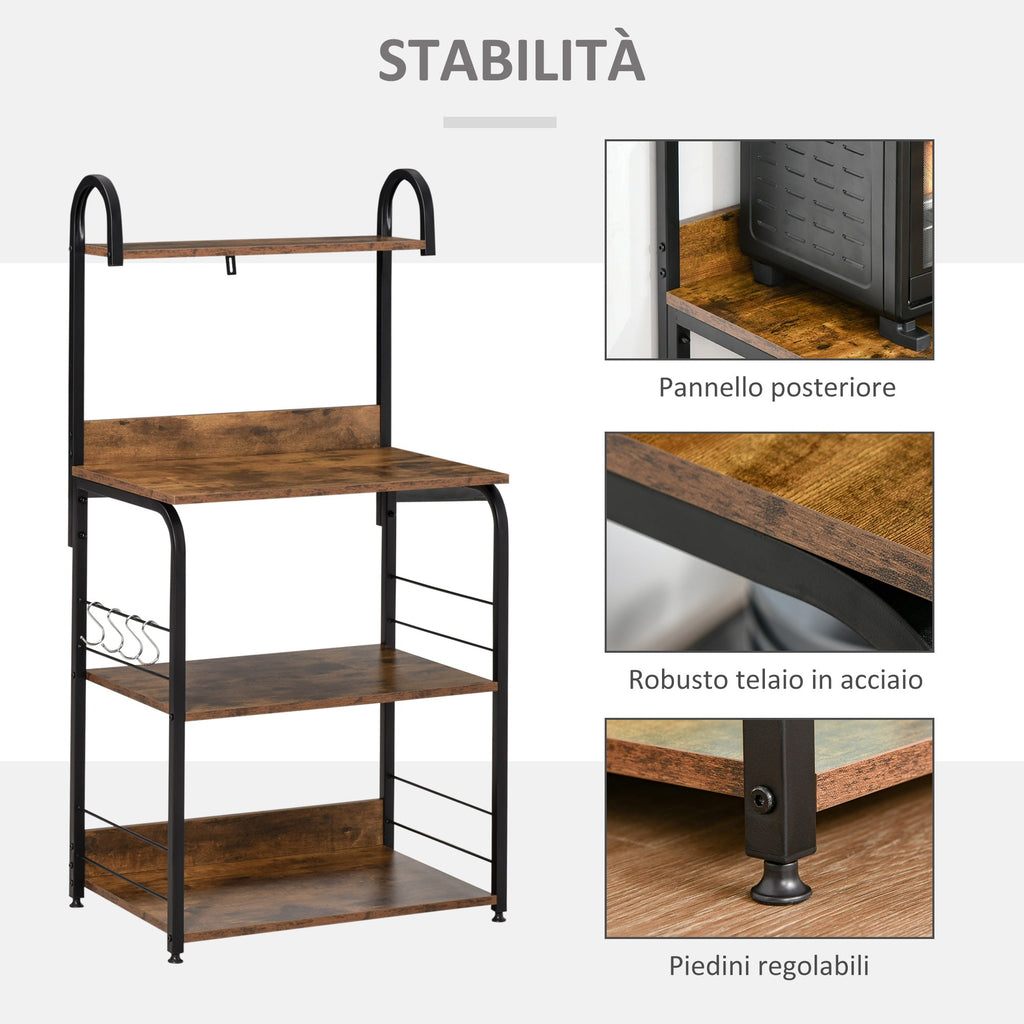EasyComfort Magnetronkast 4 planken 4 haken 60x40x125 cm