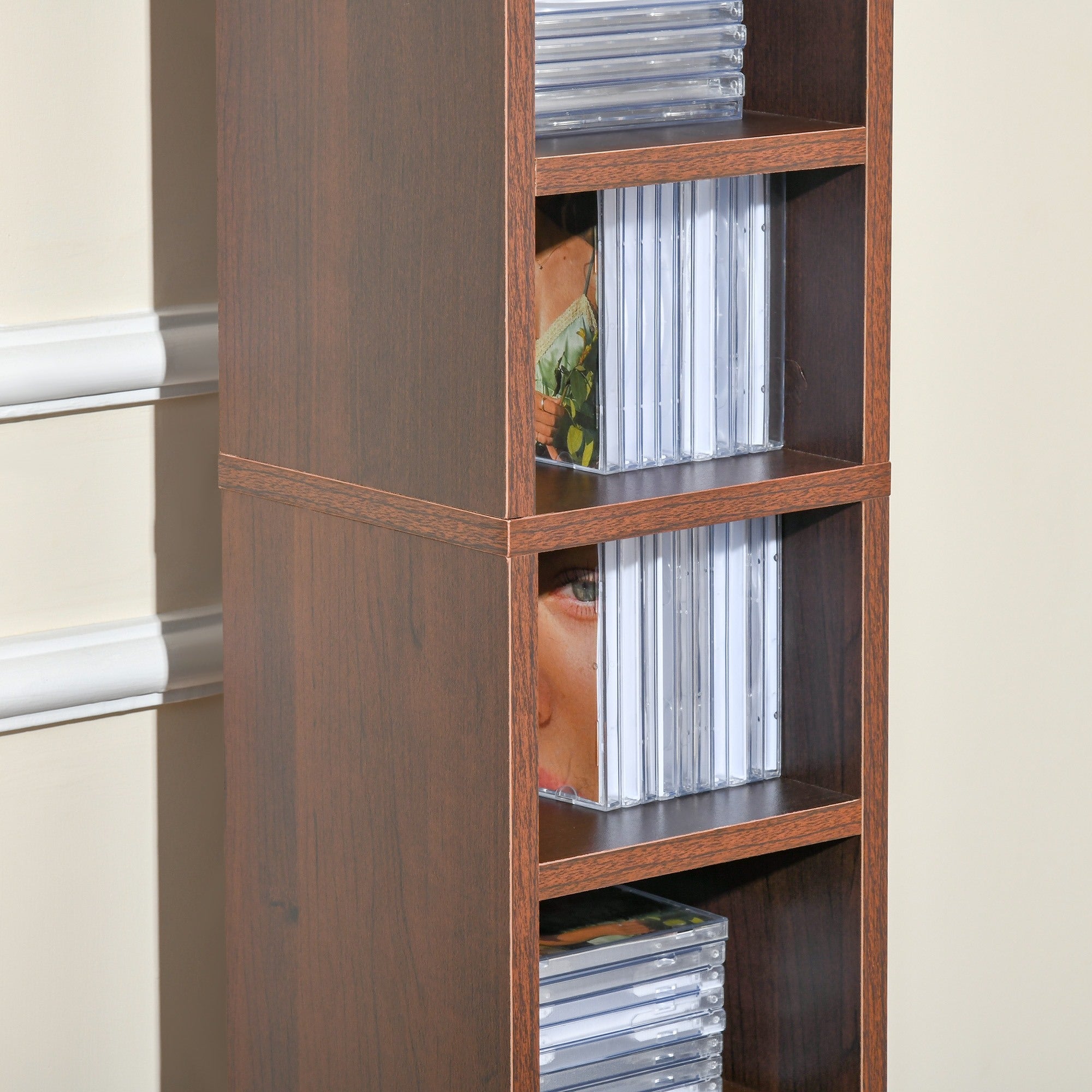 EasyComfort Mobiletto porta CD da Parete with Mensole semplice elegante funzionale in Legno mobile marrone 21 x 20 x 175cm