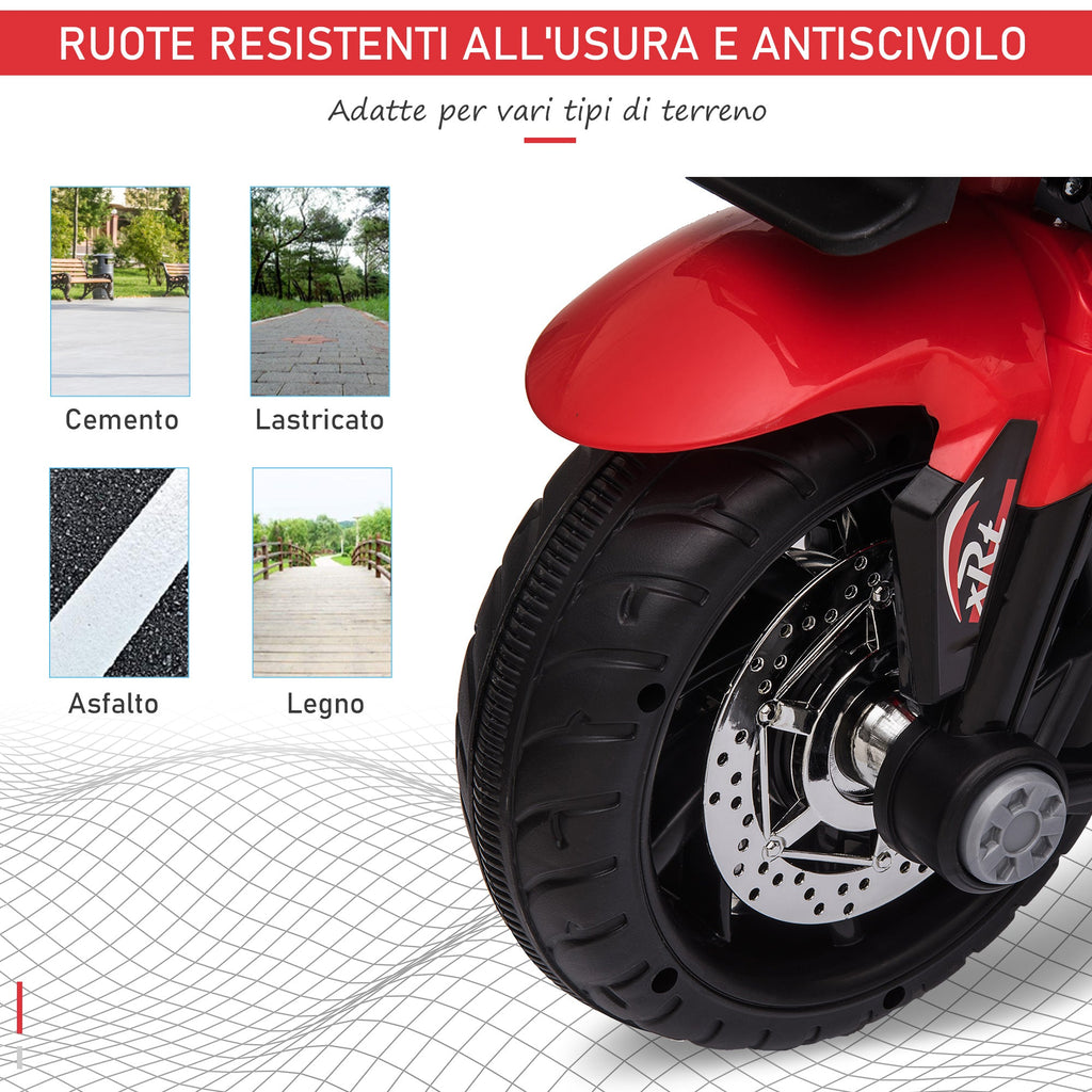 Easycomfort Moto Elettrica per Bambini 3-5 Anni (max. 25kg) with 3 Ruote, Luci e Suoni, Batteria 6V, Rosso, 86x42x52cm