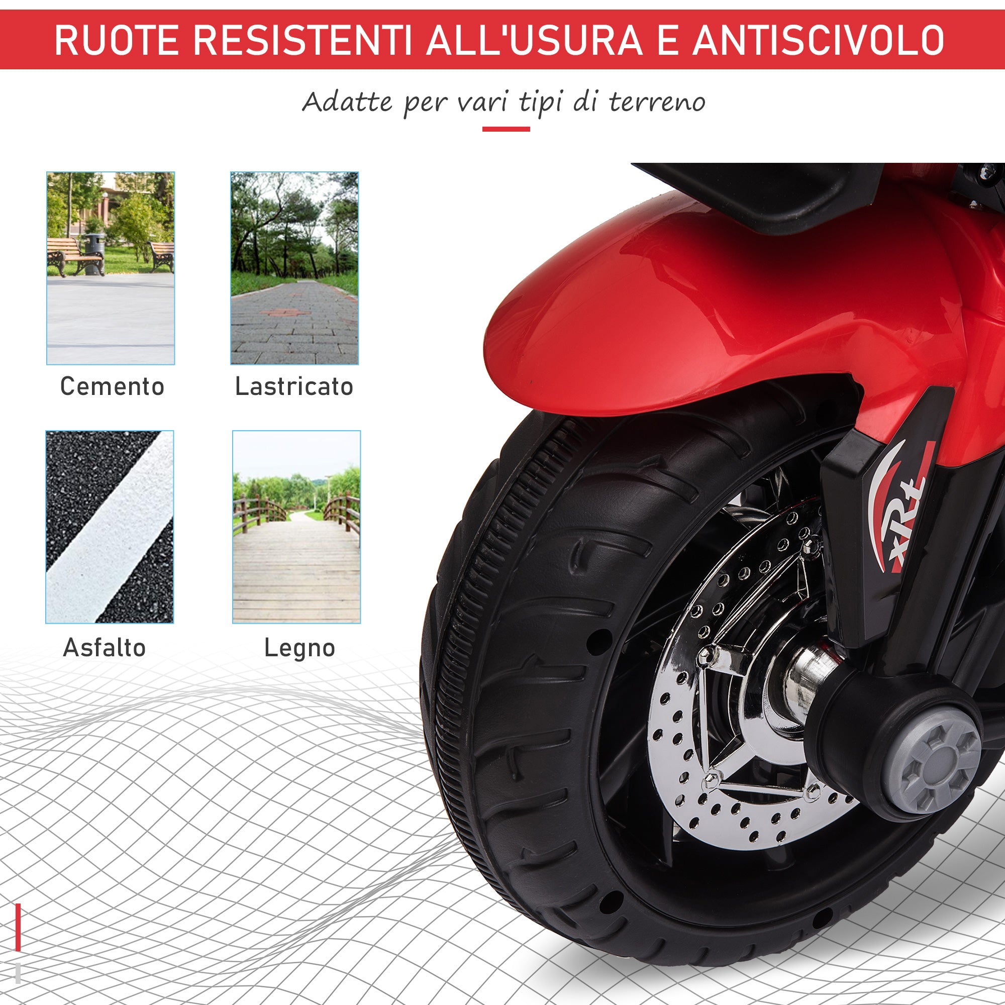 Easycomfort Moto Elettrica per Bambini 3-5 Anni (max. 25kg) with 3 Ruote, Luci e Suoni, Batteria 6V, Rosso, 86x42x52cm