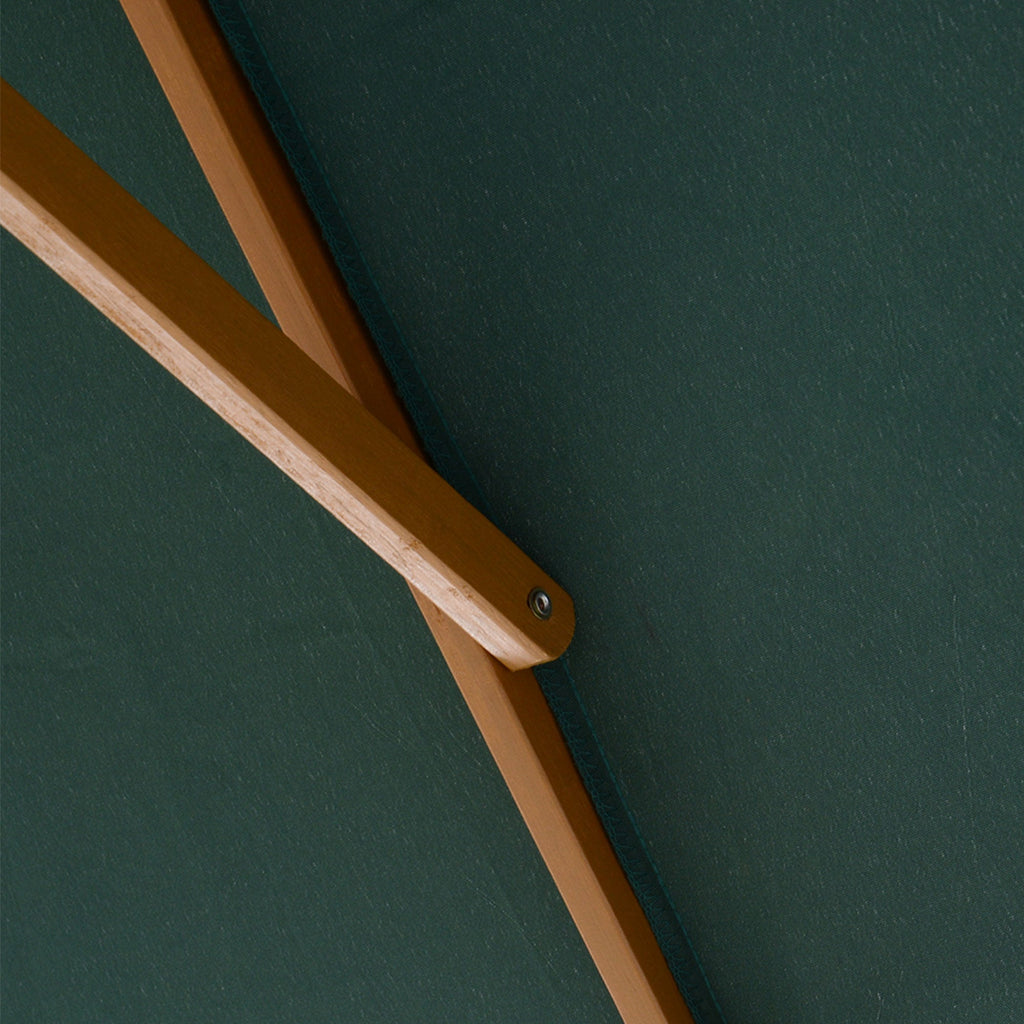 EASYCOMFORT 2x3 m Garden Umbrella in Lacquered Wood and Bamboo with Removable Cover, Dark Green