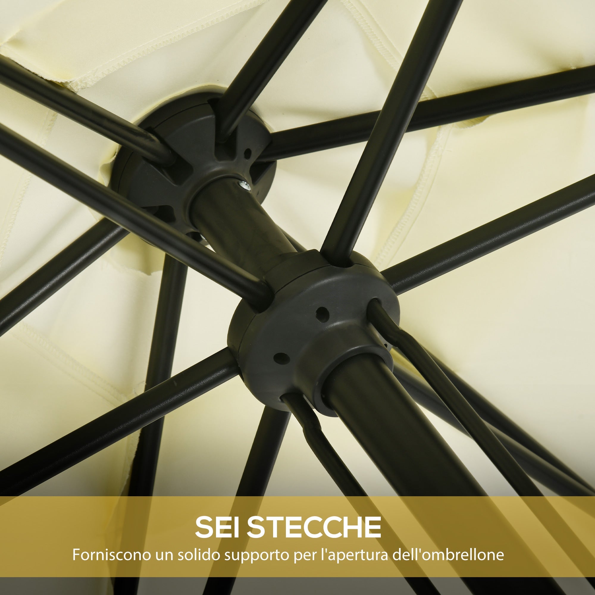 Easycomfort Ombrellone da Giardino 2.7x2.5 m, in Poliestere e Metallo with Tettuccio Inclinabile, Beige black