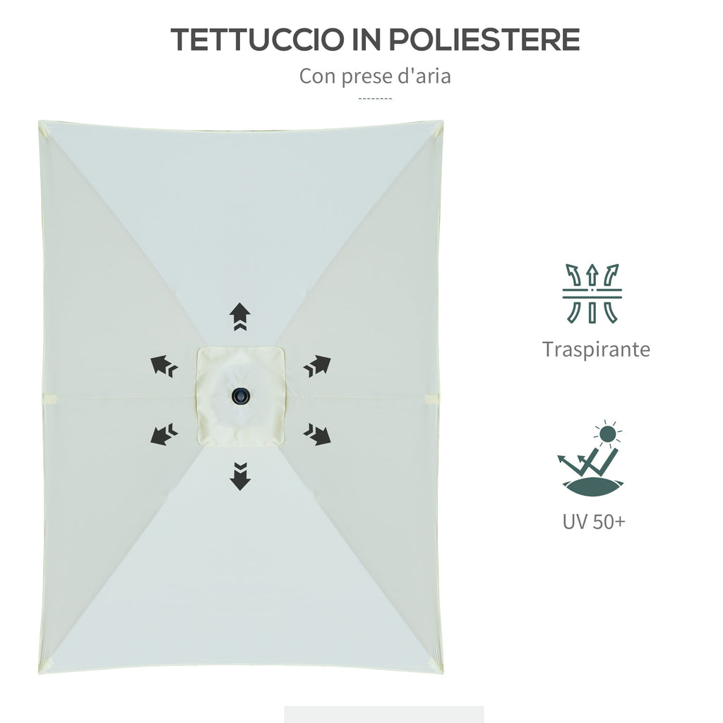 Easycomfort Ombrellone Rettangolare 2x3 m da Giardino with Apertura a Manovella e Inclinazione Regolabile, Beige